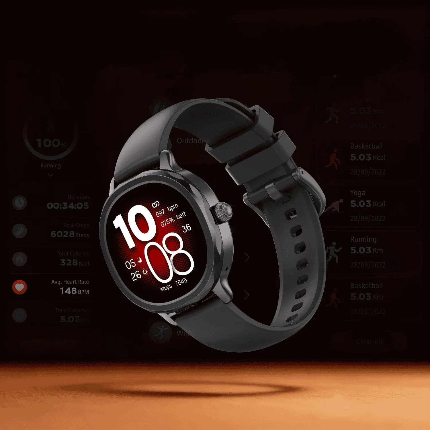 Powerology Smartwatch VeloFit - 1.04" AMOLED Display, Black 2