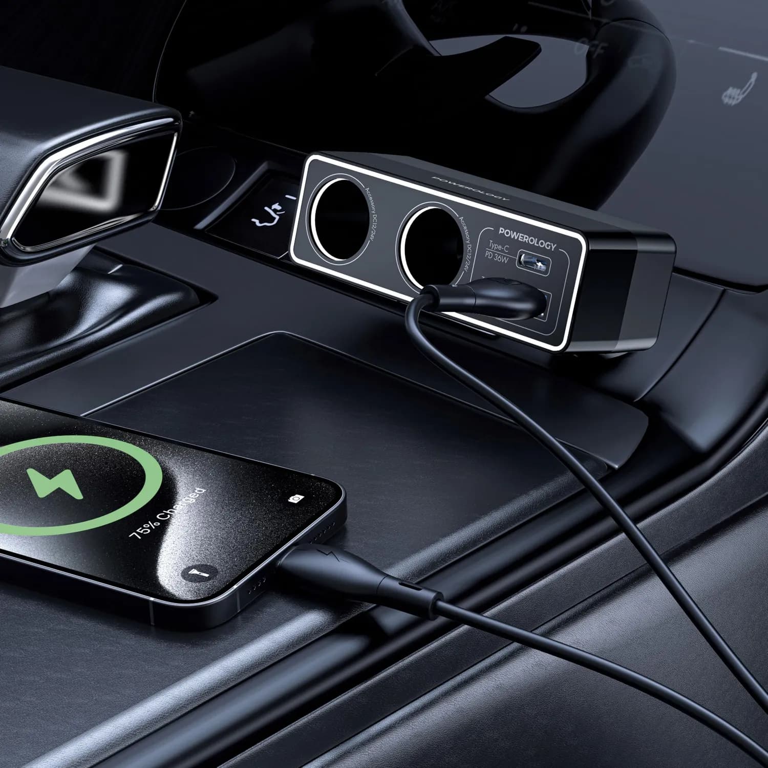Powerology Car Charger - 54W Multi-Port, Black 2