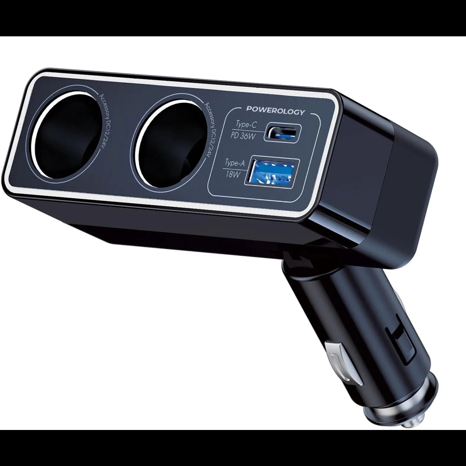 Powerology Car Charger - 54W Multi-Port, Black 1