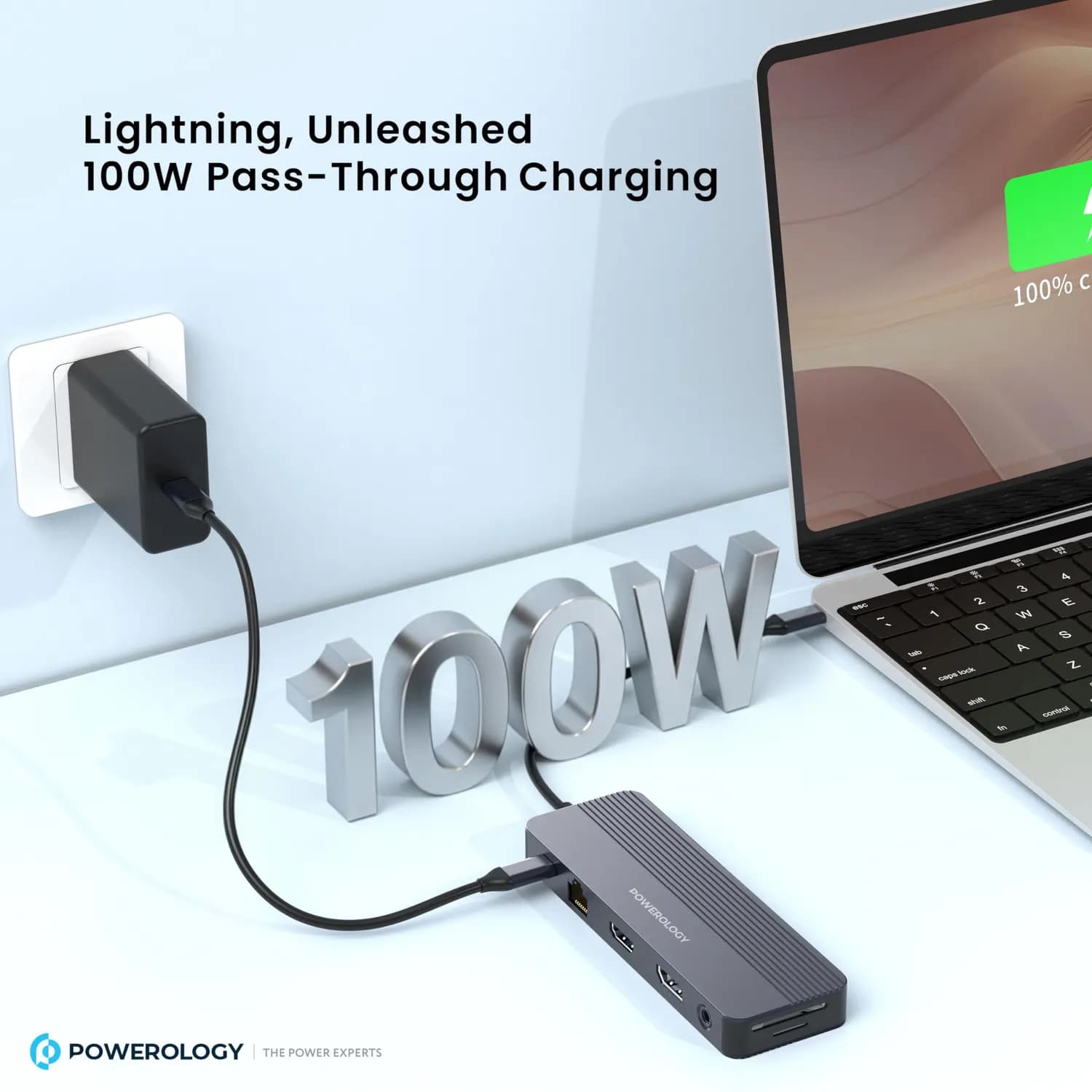 Powerology USB-C Hub - 12-in-1, 100W PD, Grey 4