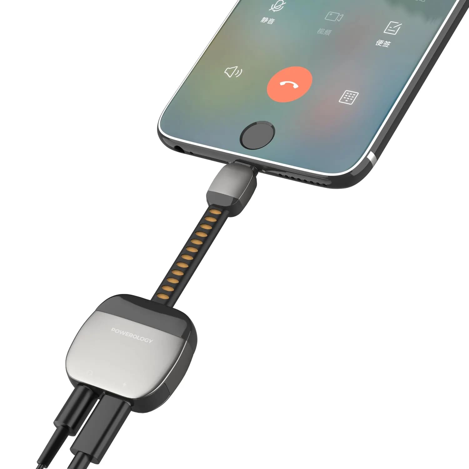 Powerology Adapter - 2-in-1 Type-C to Aux & USB-C, Grey 4