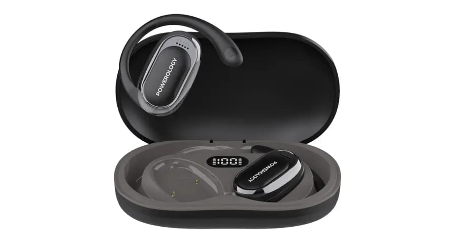 Powerology Oura Open-Ear Earbuds - Black — White 2