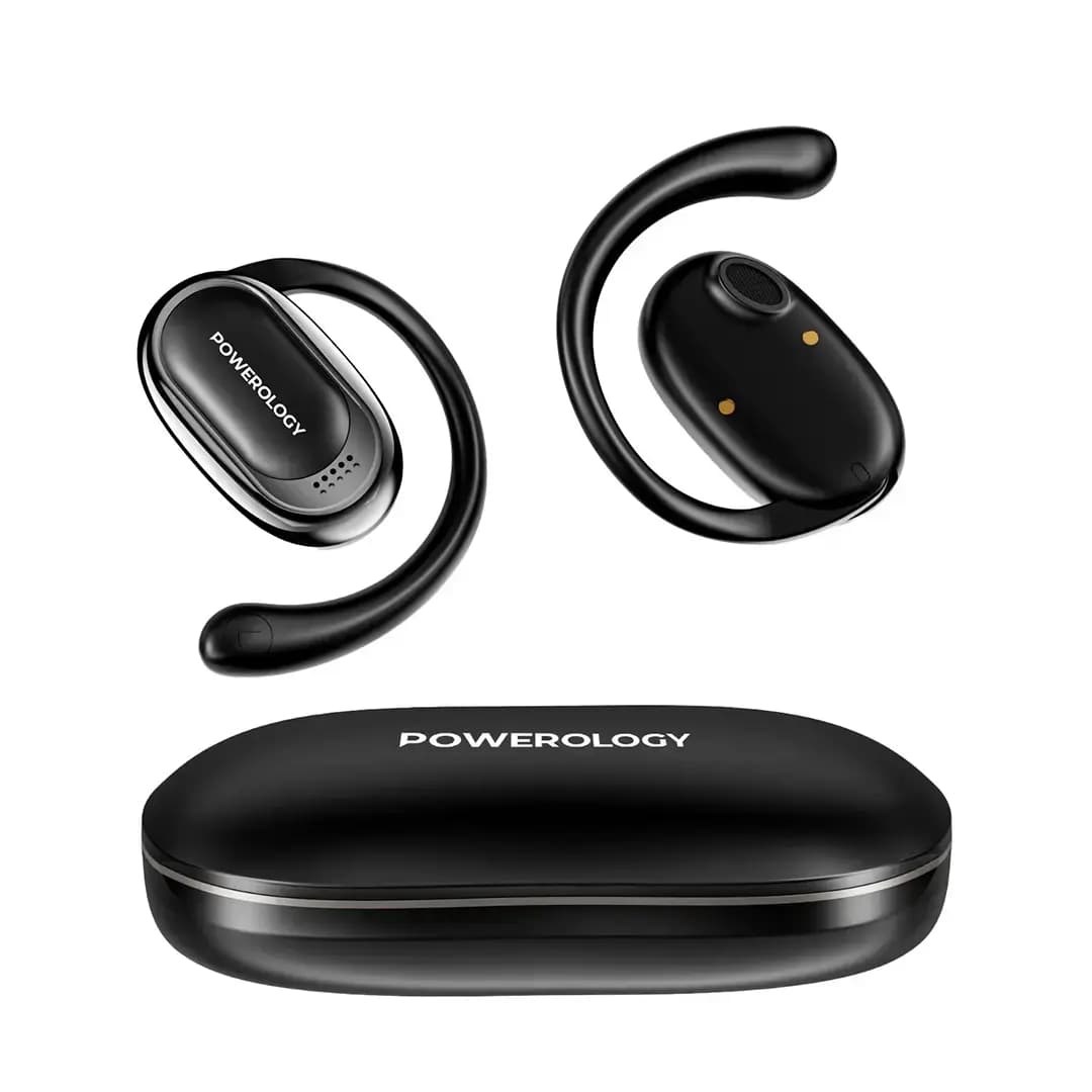 Powerology Oura Open-Ear Earbuds - Black — White 3