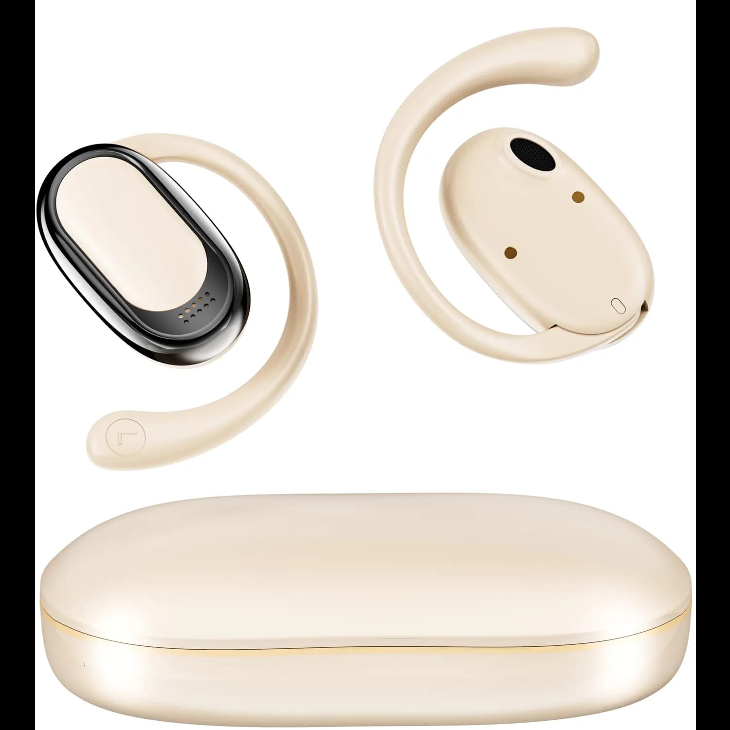 Powerology Oura Open-Ear Earbuds - Black — White 1