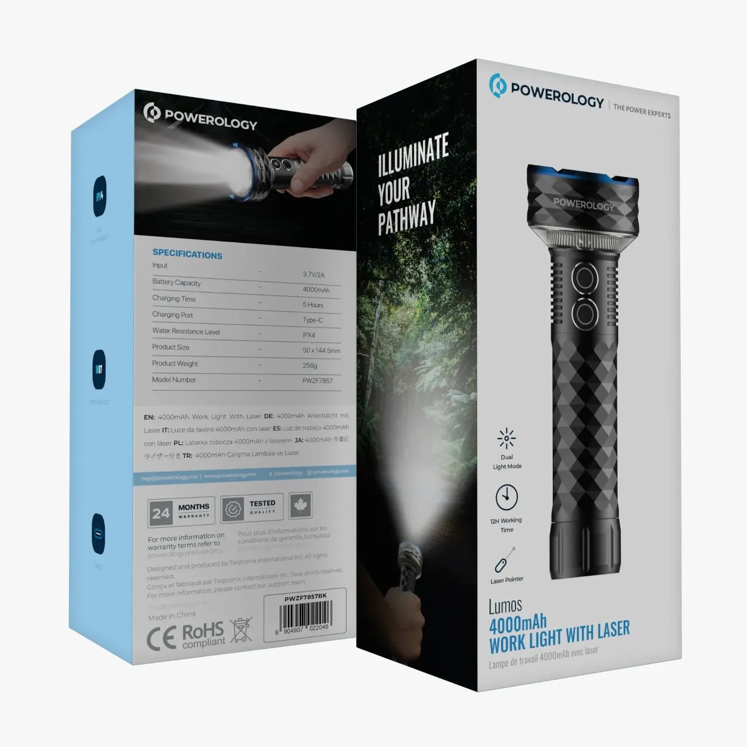 Powerology Work Light Lumos - 4000mAh with Laser, Black 4