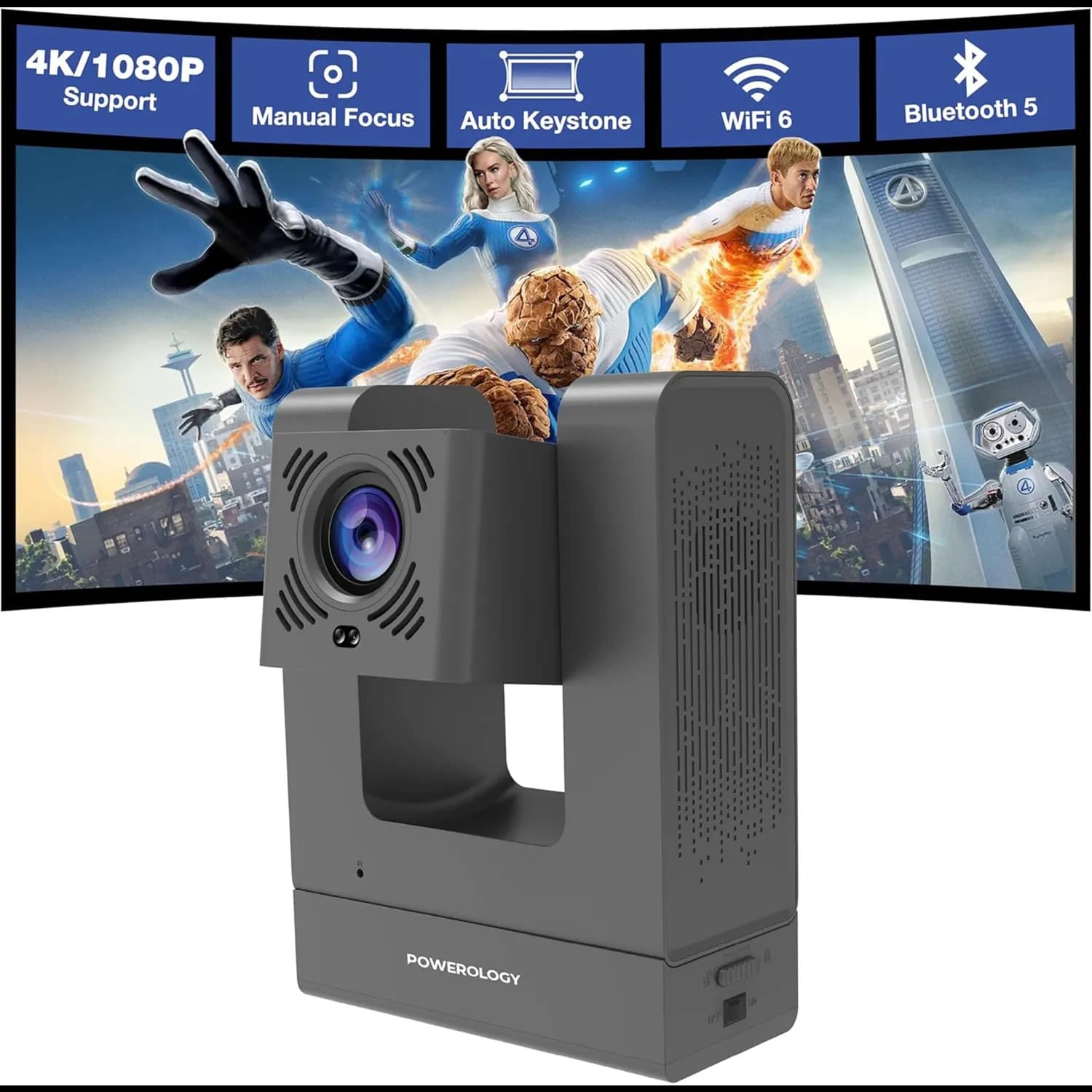 Powerology Android Projector - 200 Inch, Wireless, 1080P 1 Powerology Android Projector - 200 Inch, Wireless, 1080P 1