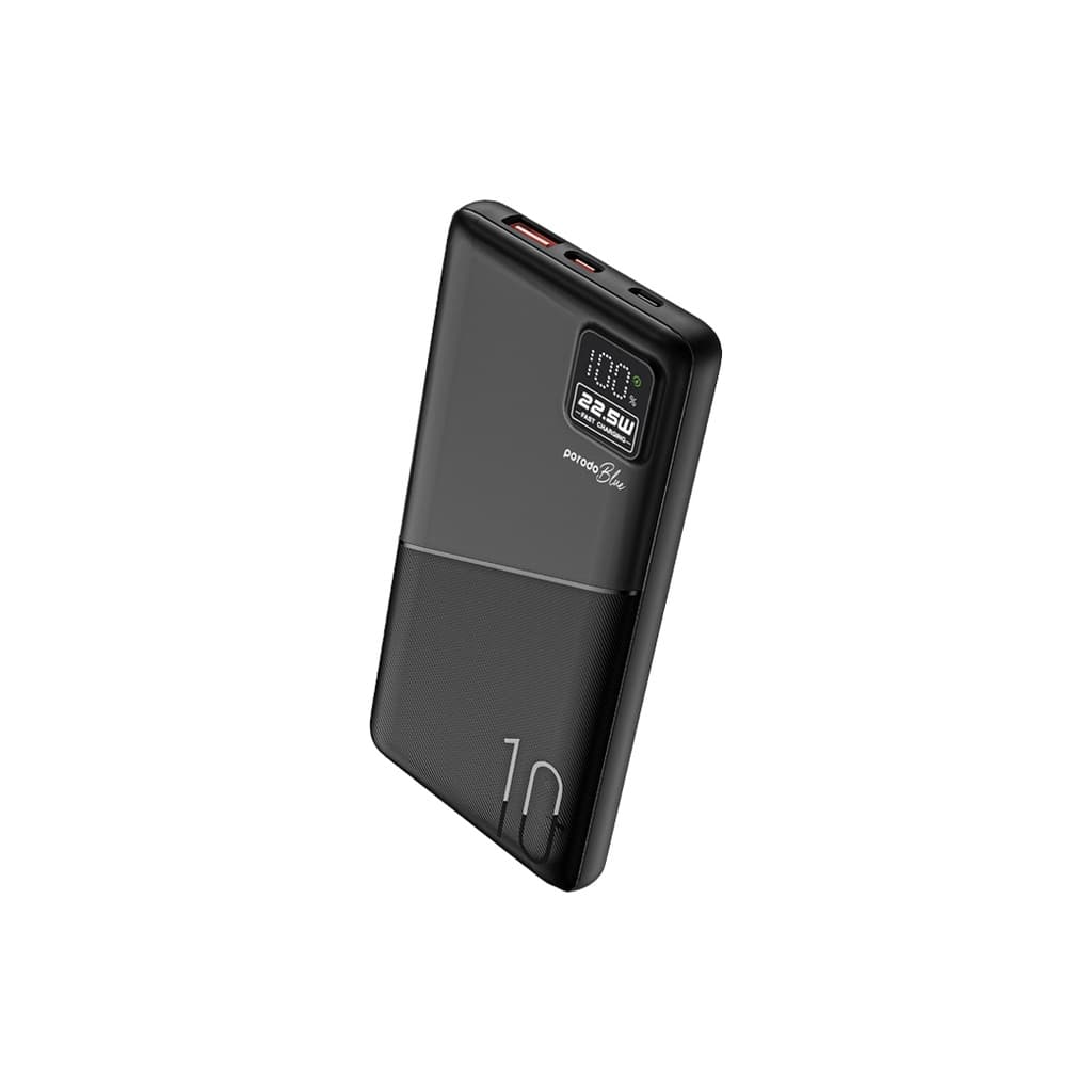 Porodo Blue 10000mAh Quick Charge Power Bank USB-A and USB-C Output — Black 1 Porodo Blue 10000mAh Quick Charge Power Bank USB-A and USB-C Output — Black 1