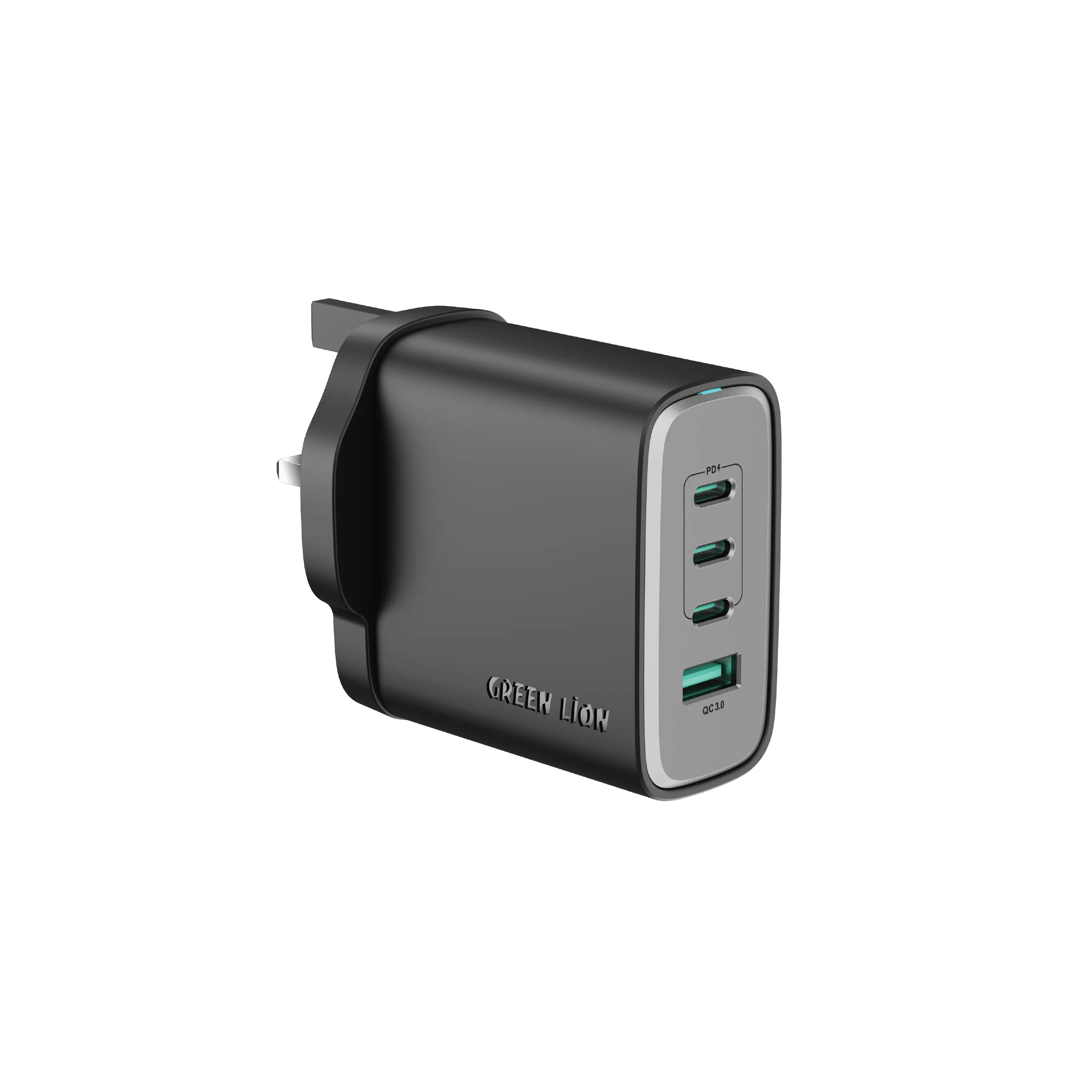Green Lion Wall Charger GN1003C1AUKBK - 100W GaN, USB-A & 3 USB-C, Black 1 Green Lion Wall Charger GN1003C1AUKBK - 100W GaN, USB-A & 3 USB-C, Black 1