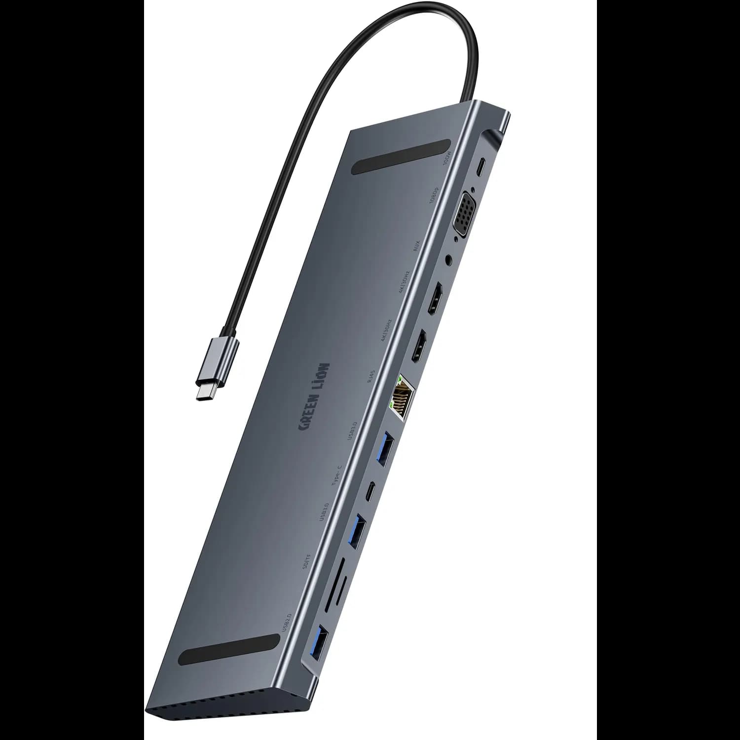 Green Lion USB-C Hub - 12-in-1, 4K HDMI, Ethernet, Gray 1 Green Lion USB-C Hub - 12-in-1, 4K HDMI, Ethernet, Gray 1