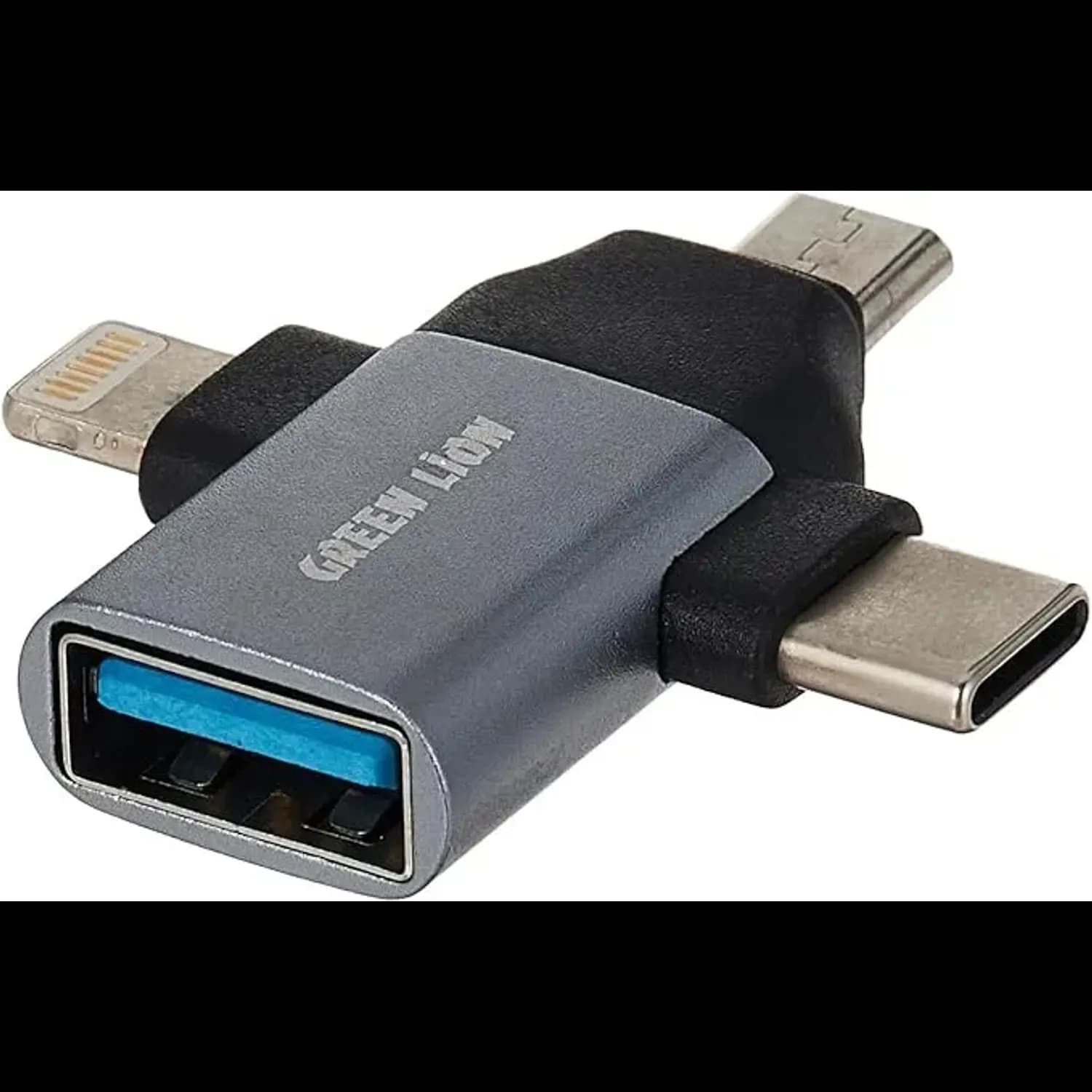 Green Lion OTG Adapter - 3-in-1 Lightning/Micro USB/Type-C, Grey Green Lion OTG Adapter - 3-in-1 Lightning/Micro USB/Type-C, Grey