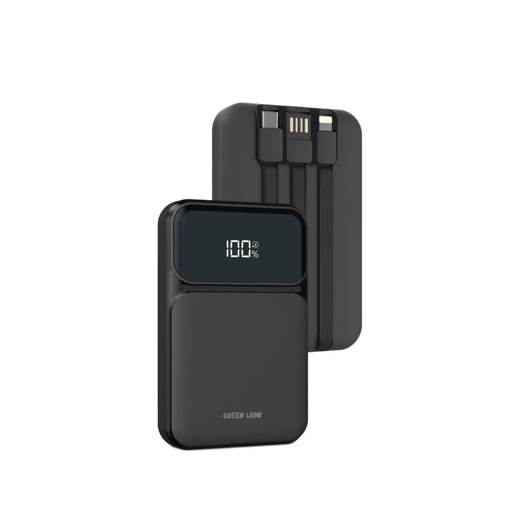 Green Lion 3-in-1 Power Bank - 10000mAh, PD 20W, Integrated Cables 1 Green Lion 3-in-1 Power Bank - 10000mAh, PD 20W, Integrated Cables 1
