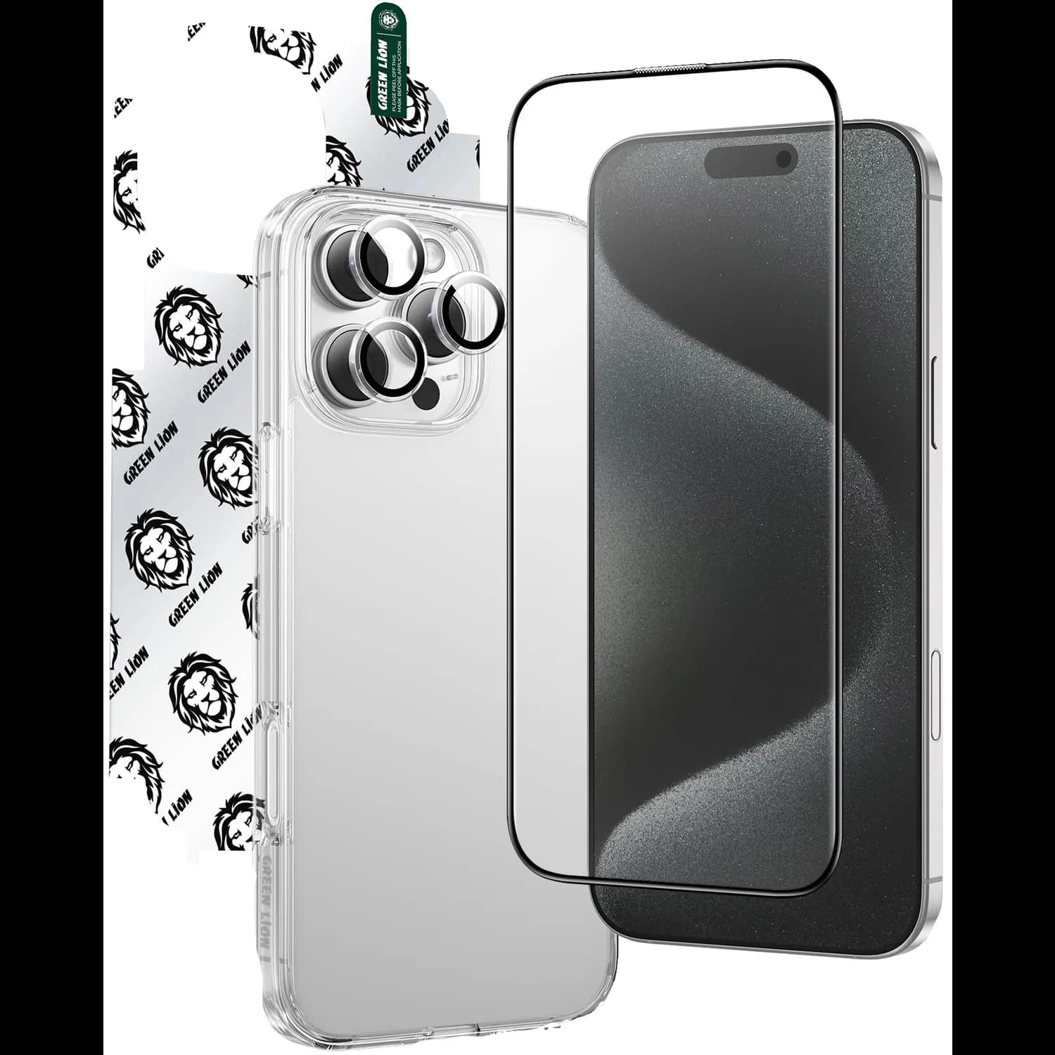 Green Lion Defender Pack iPhone 16 Pro - 4-in-1 Anti-Scratch, Clear 1 Green Lion Defender Pack iPhone 16 Pro - 4-in-1 Anti-Scratch, Clear 1