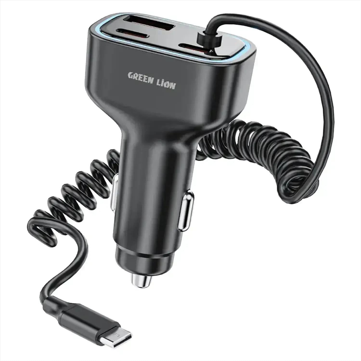 GREEN LION Car Charger - 90W Dual USB-C PD + QC 30W USB-A, Grey GREEN LION Car Charger - 90W Dual USB-C PD + QC 30W USB-A, Grey