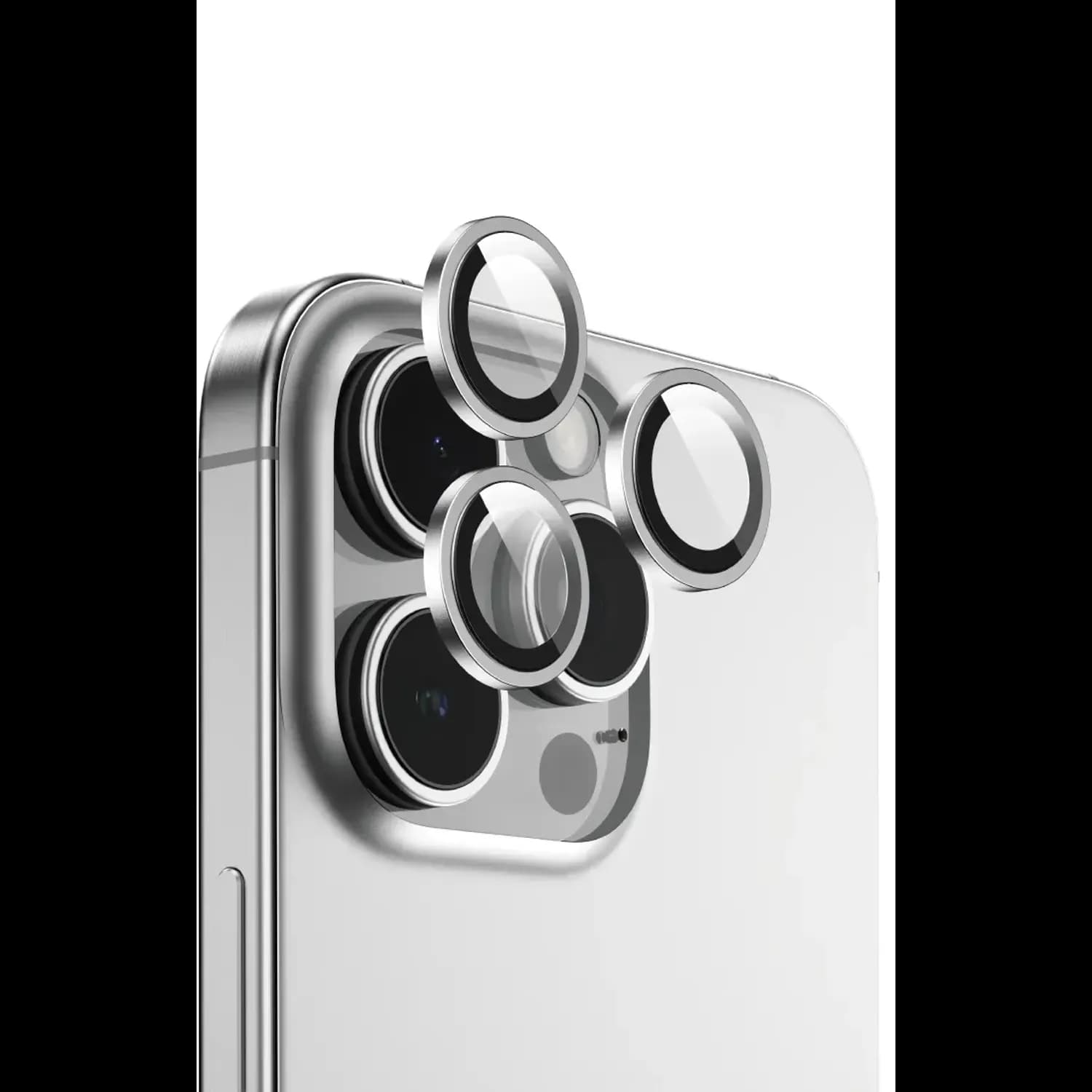 Green Lion Camera Lens Protector iPhone 16 Pro/16 Pro Max - 9H Tempered Glass, Silver Green Lion Camera Lens Protector iPhone 16 Pro/16 Pro Max - 9H Tempered Glass, Silver