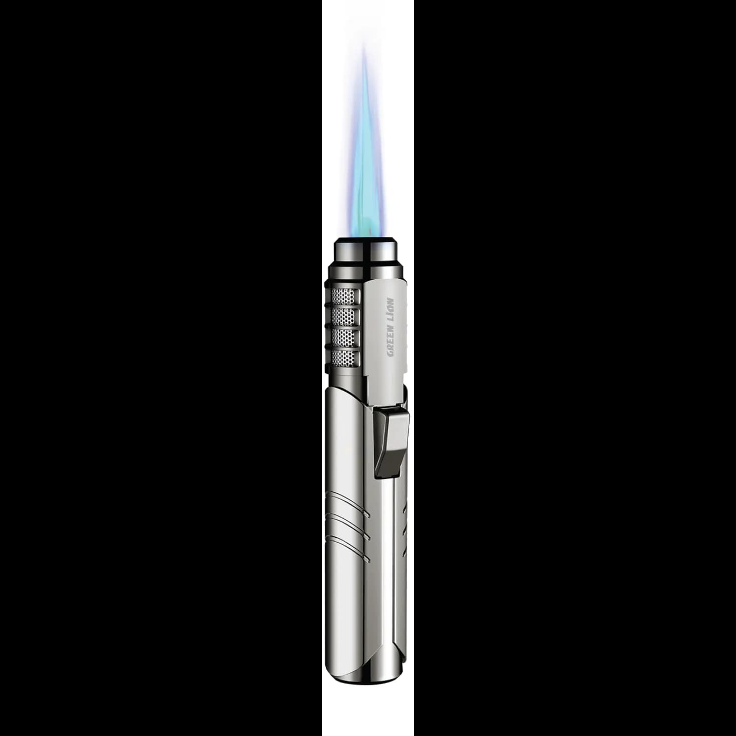 Green Lion Jet Flame Lighter - Windproof, Adjustable Flame, Silver 1 Green Lion Jet Flame Lighter - Windproof, Adjustable Flame, Silver 1