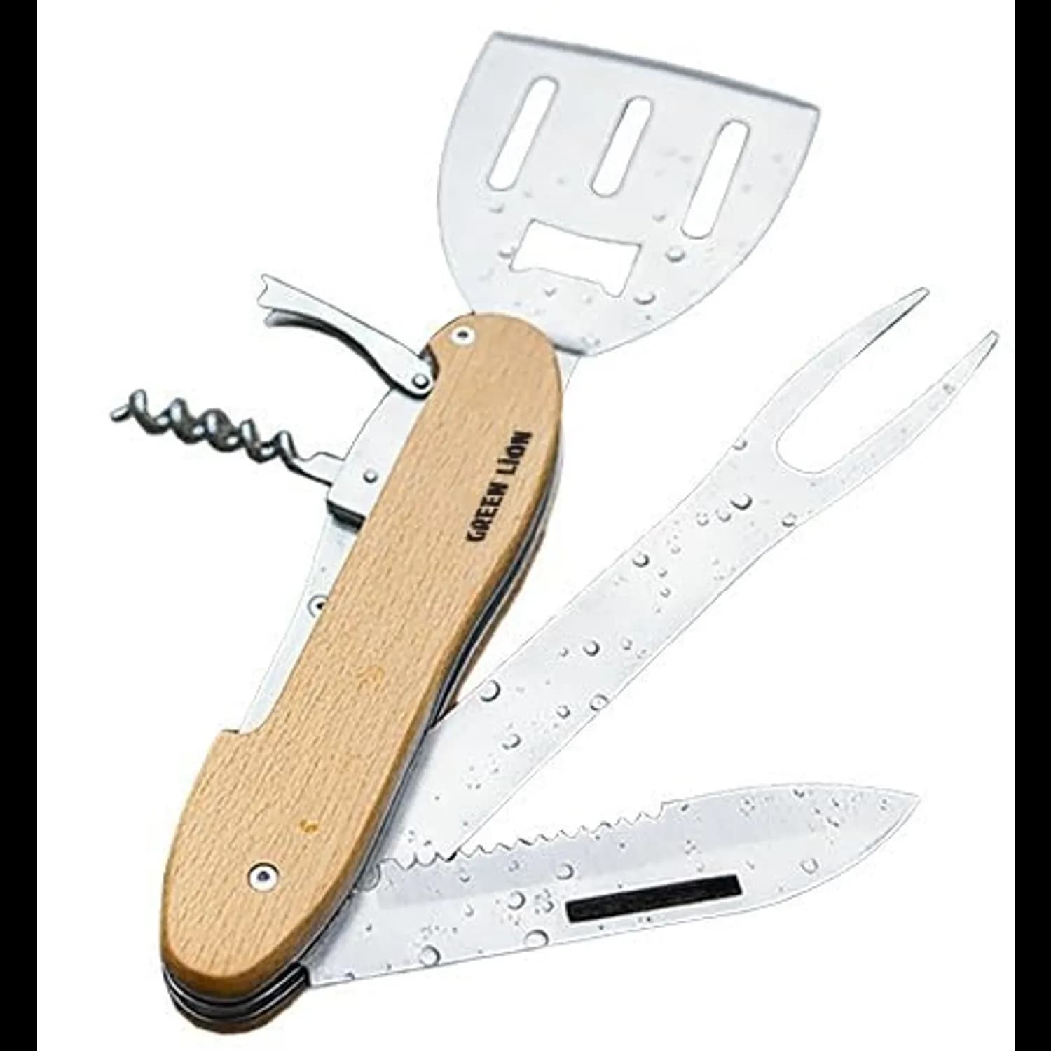 Green Lion Camping Multi-Tool - 5-in-1 BBQ Set, Wood 1 Green Lion Camping Multi-Tool - 5-in-1 BBQ Set, Wood 1