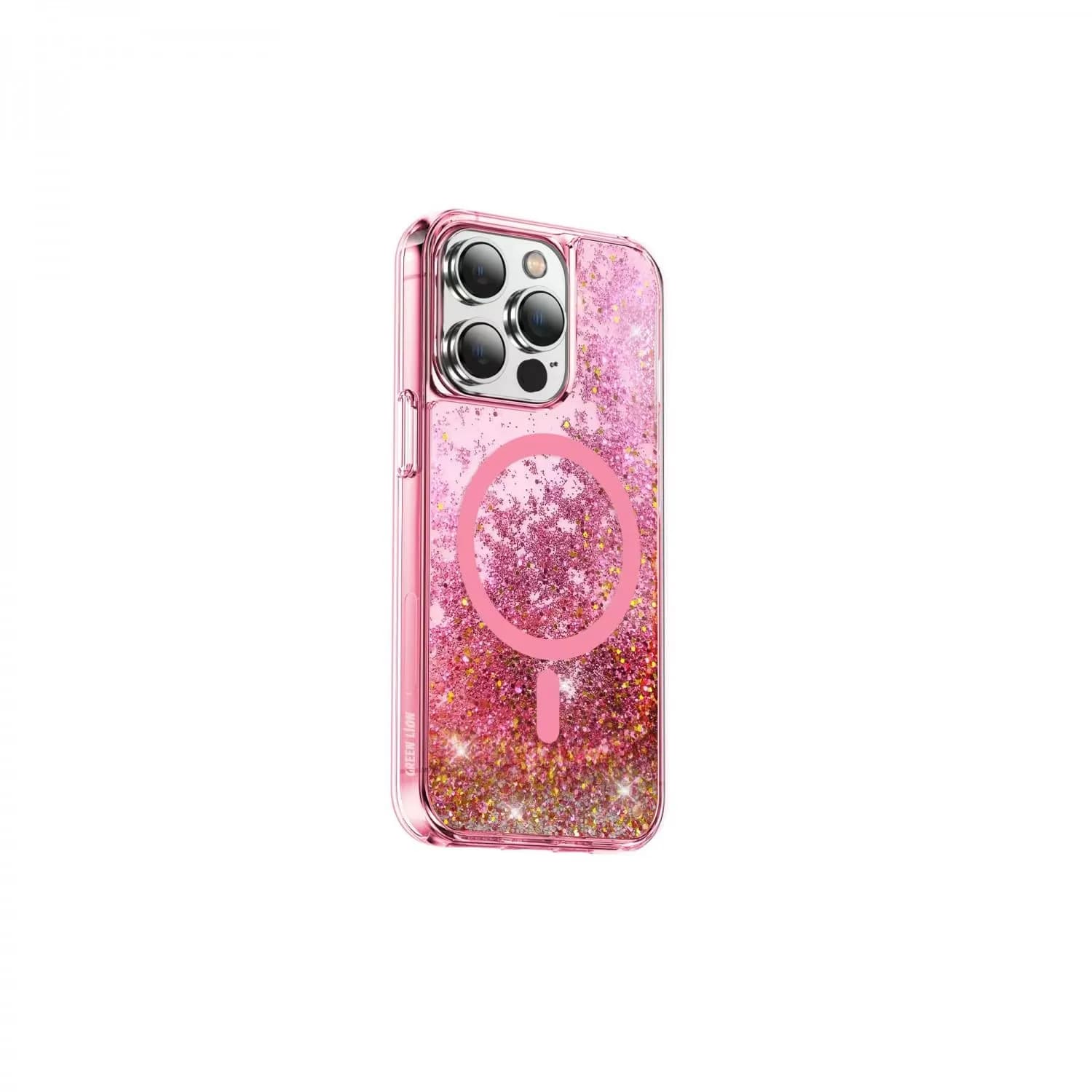 Green Lion Phone Case iPhone 14 - Magnetic 3D Glitter Resin, Pink 1 Green Lion Phone Case iPhone 14 - Magnetic 3D Glitter Resin, Pink 1