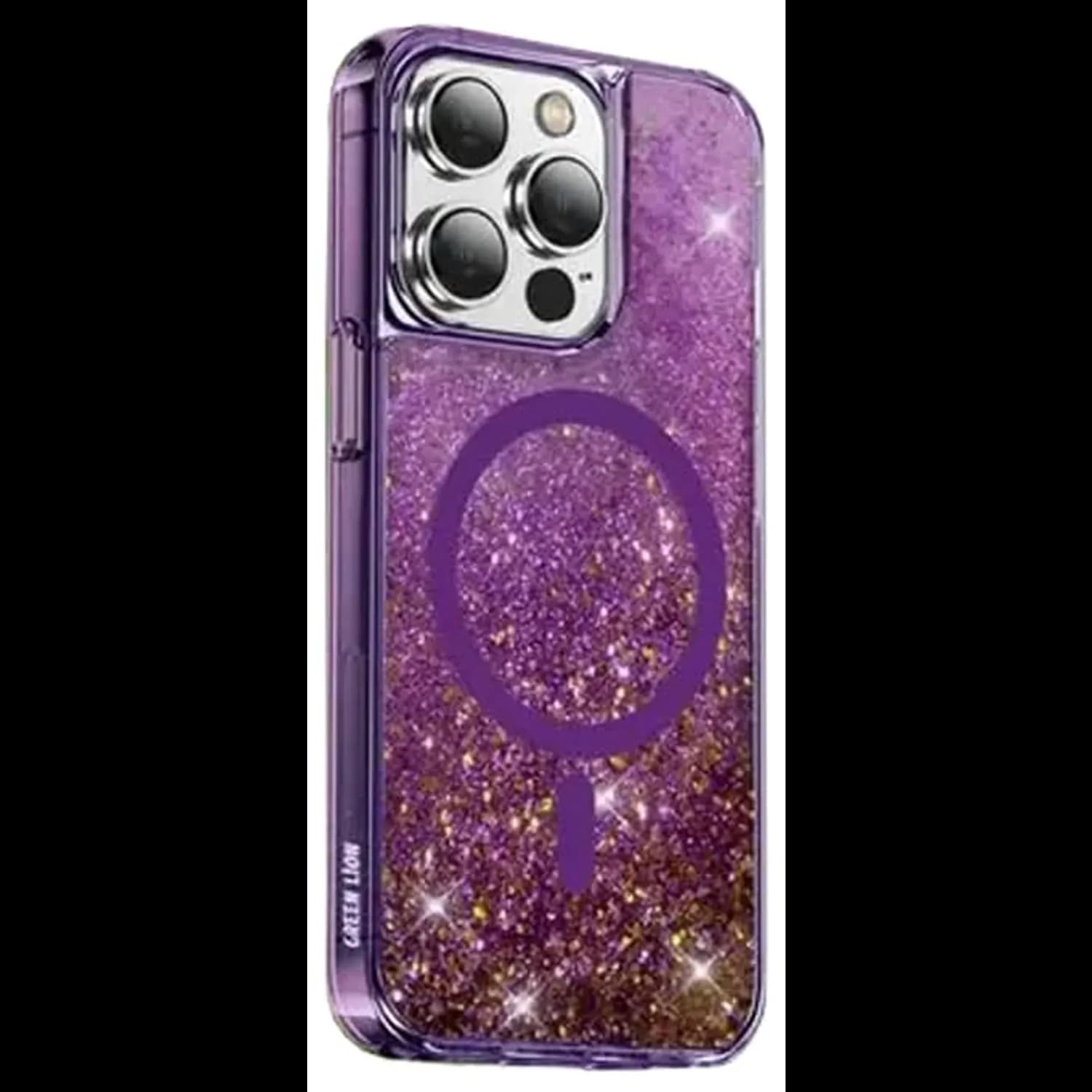 Green Lion Phone Case - 3D Glitter Resin, Purple Green Lion Phone Case - 3D Glitter Resin, Purple