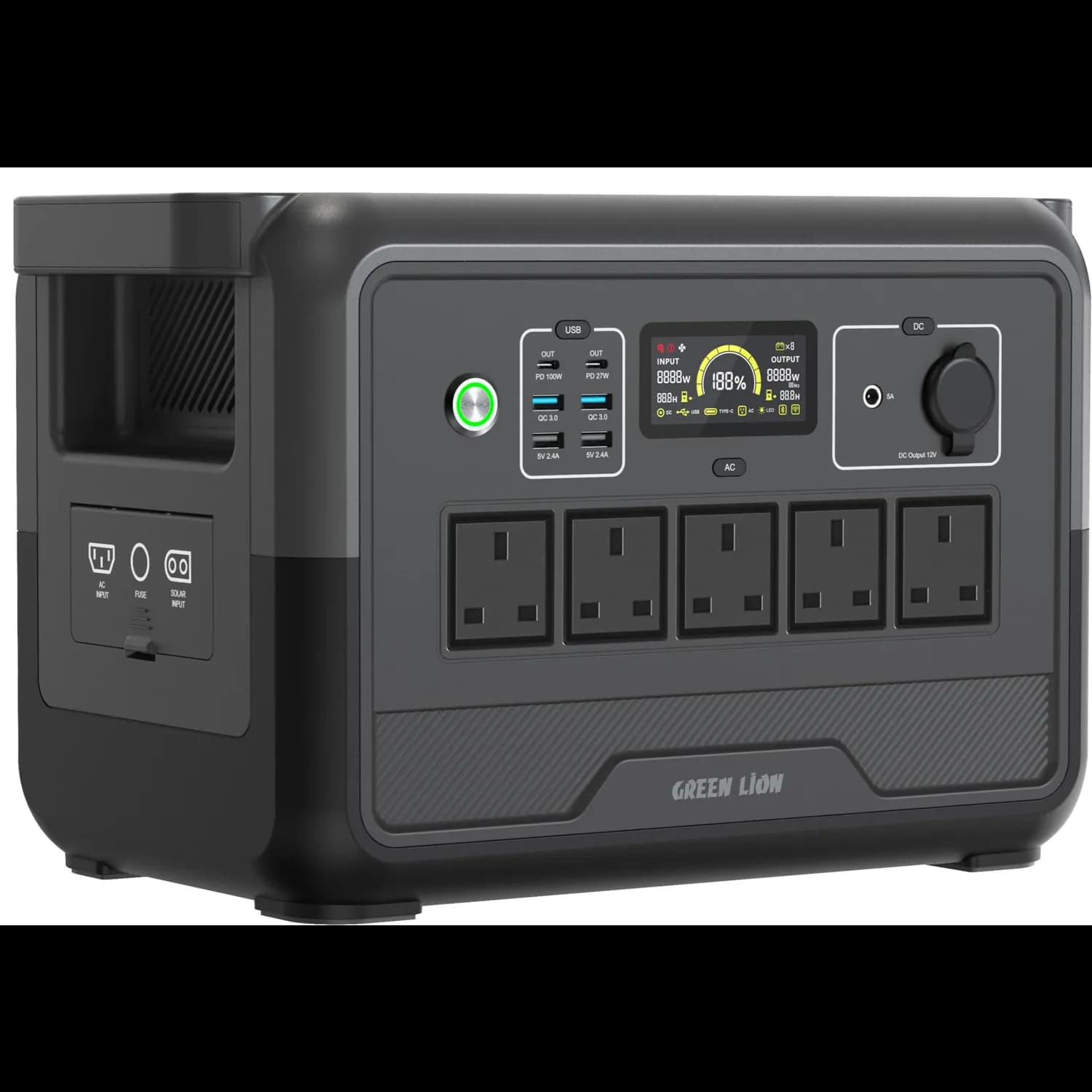 Green Lion Portable Power Station PGX1200 - 1200W, Black 1 Green Lion Portable Power Station PGX1200 - 1200W, Black 1