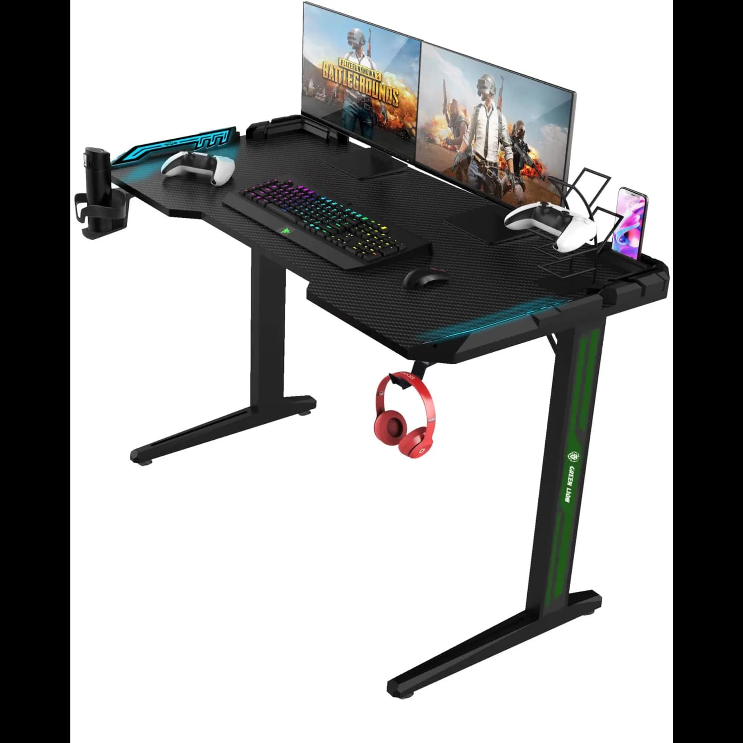 Green Lion Gaming Desk - RGB Light, Black 1 Green Lion Gaming Desk - RGB Light, Black 1