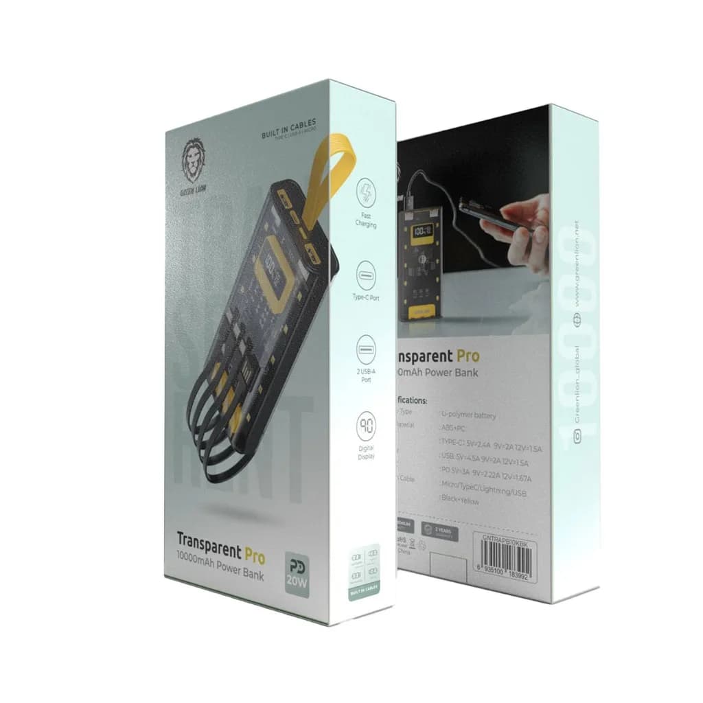 GREEN LION Power Bank GNTRAPB10KBK - 10000mAh 20W PD, Black/Yellow 1 GREEN LION Power Bank GNTRAPB10KBK - 10000mAh 20W PD, Black/Yellow 1