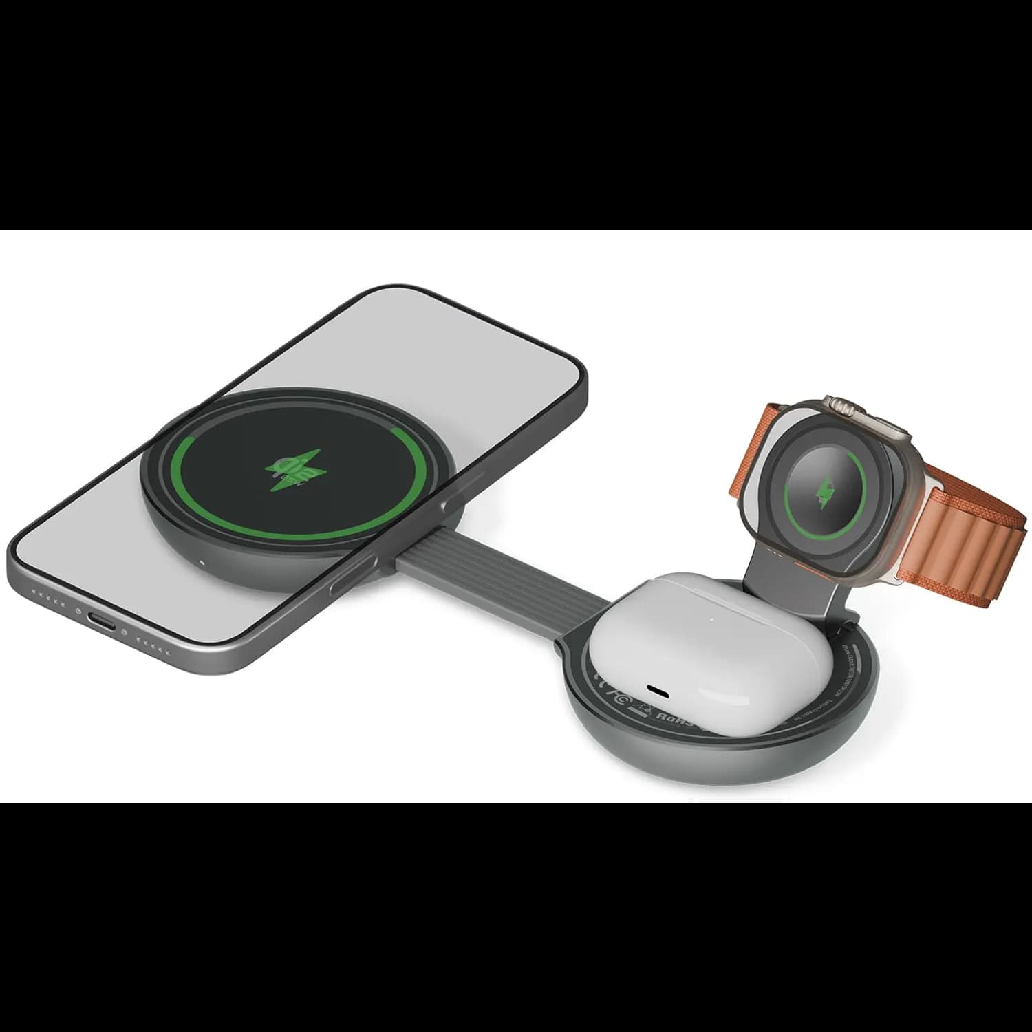 Green Lion Wireless Charger Qi2.2 - 3-in-1 Foldable 25W, Gray 1 Green Lion Wireless Charger Qi2.2 - 3-in-1 Foldable 25W, Gray 1