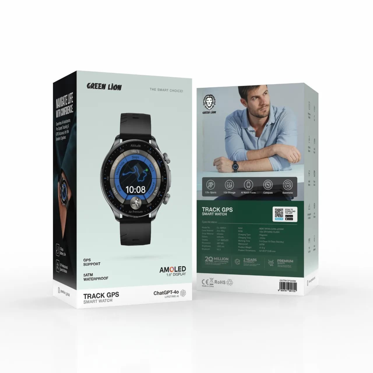 Green Lion Track GPS Smart Watch - Black 1 Green Lion Track GPS Smart Watch - Black 1