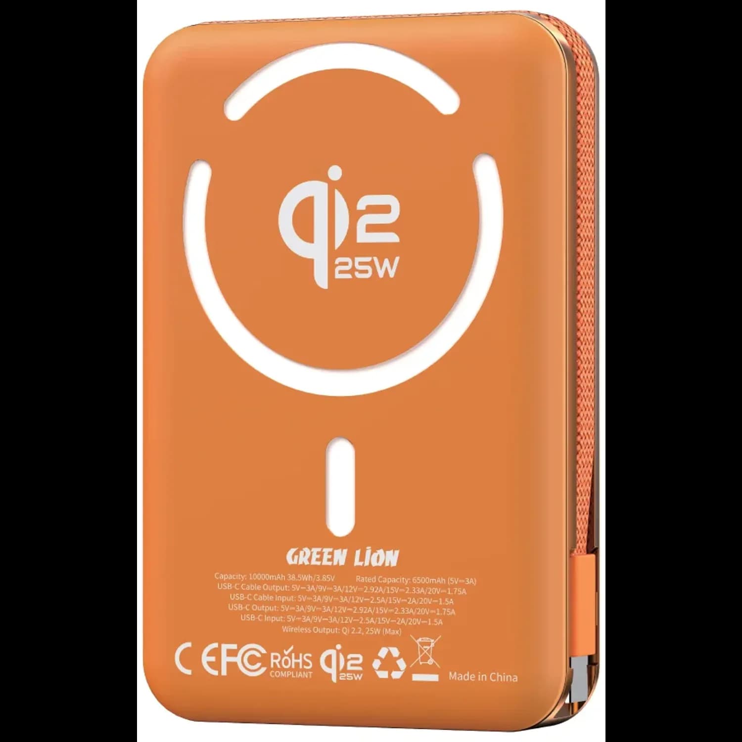 GREEN LION Wellington Power Bank - 10000mAh, 35W PD, 25W Wireless - Orange — Orange 1 GREEN LION Wellington Power Bank - 10000mAh, 35W PD, 25W Wireless - Orange — Orange 1