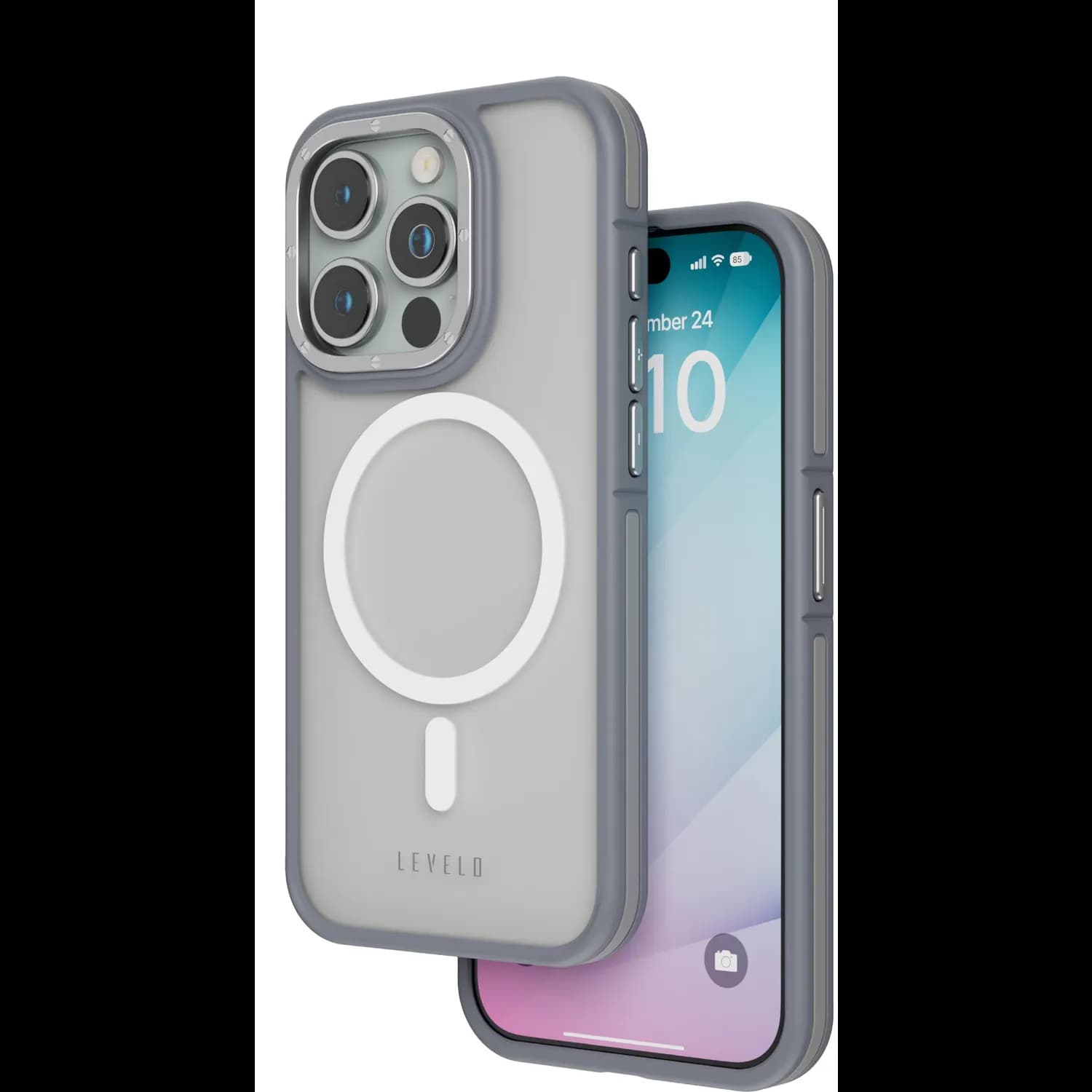 Levelo Case iPhone 15 Pro - Rouge, Grey 1 Levelo Case iPhone 15 Pro - Rouge, Grey 1