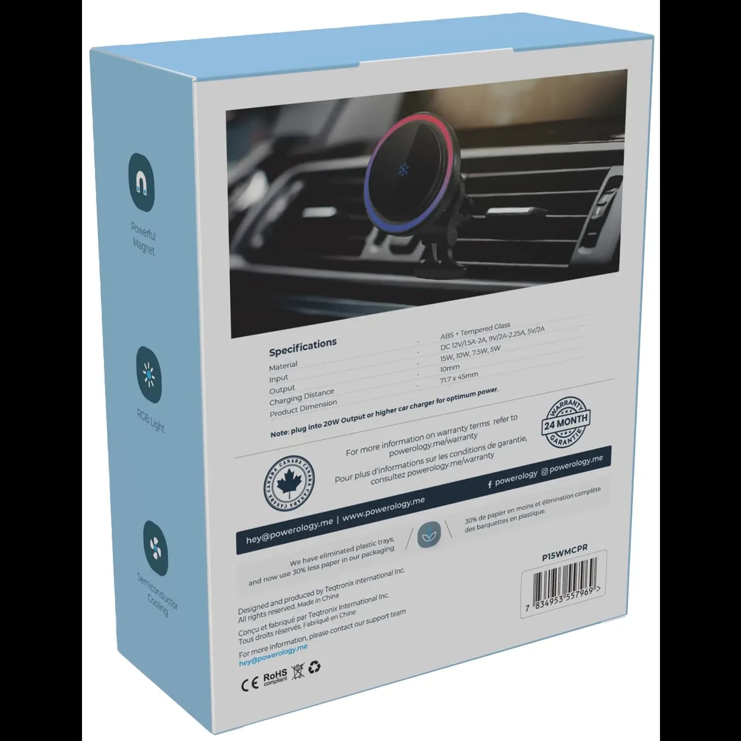 Powerology Wireless Car Charger Qi2 - Magsafe Fast Charge, Black 1 Powerology Wireless Car Charger Qi2 - Magsafe Fast Charge, Black 1