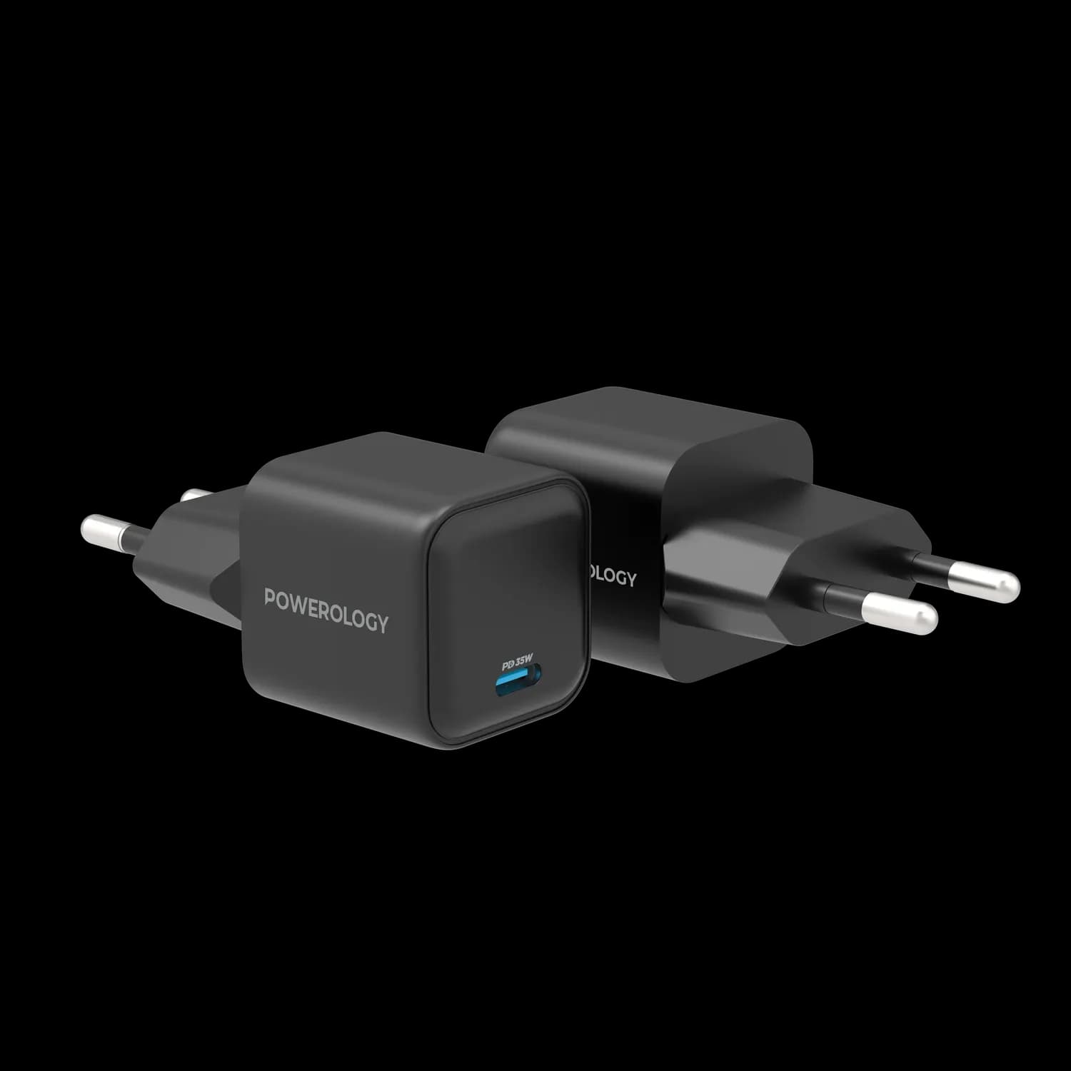 Powerology Charger - 35W Type-C GaN, EU Plug, Black 1 Powerology Charger - 35W Type-C GaN, EU Plug, Black 1