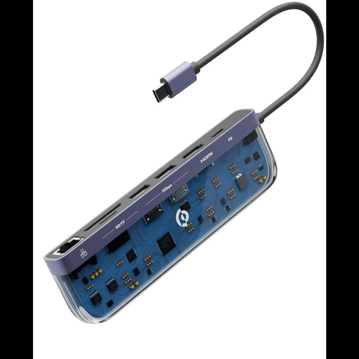 Powerology USB-C Multi Hub Crystalline Series - 7-in-1, 100W PD, Transparent 1 Powerology USB-C Multi Hub Crystalline Series - 7-in-1, 100W PD, Transparent 1