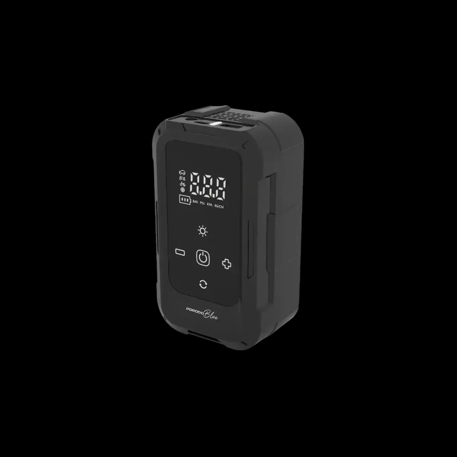 Porodo Car Tire Inflator Blue Airo - 1300mAh Powerbank, Black Porodo Car Tire Inflator Blue Airo - 1300mAh Powerbank, Black