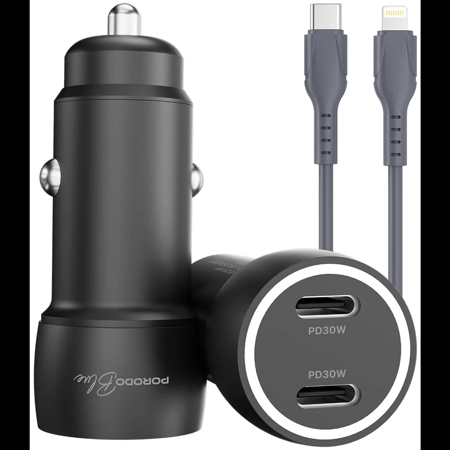 Porodo Car Charger RIVA - 60W Dual USB-C, 30W PD, Black 1 Porodo Car Charger RIVA - 60W Dual USB-C, 30W PD, Black 1