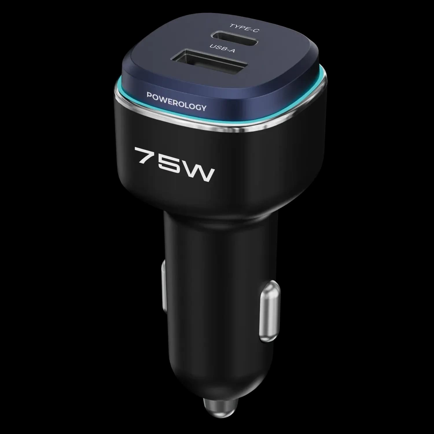Powerology Car Charger - 75W Dual-Port PD 45W + QC 30W, Silver — Blue 1 Powerology Car Charger - 75W Dual-Port PD 45W + QC 30W, Silver — Blue 1
