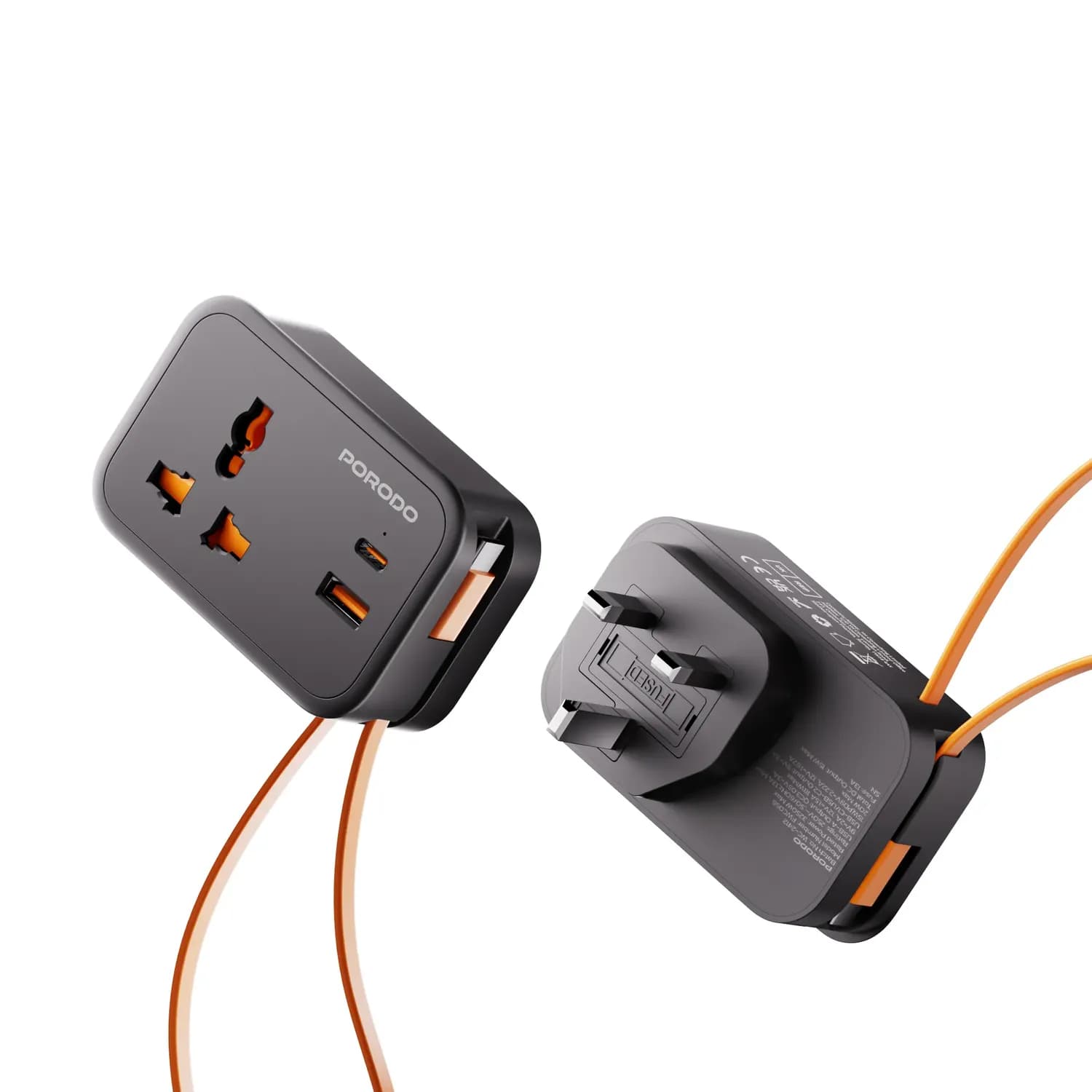 Porodo Universal Wall Socket - 3250W, USB-C, UK Plug, Black 1 Porodo Universal Wall Socket - 3250W, USB-C, UK Plug, Black 1