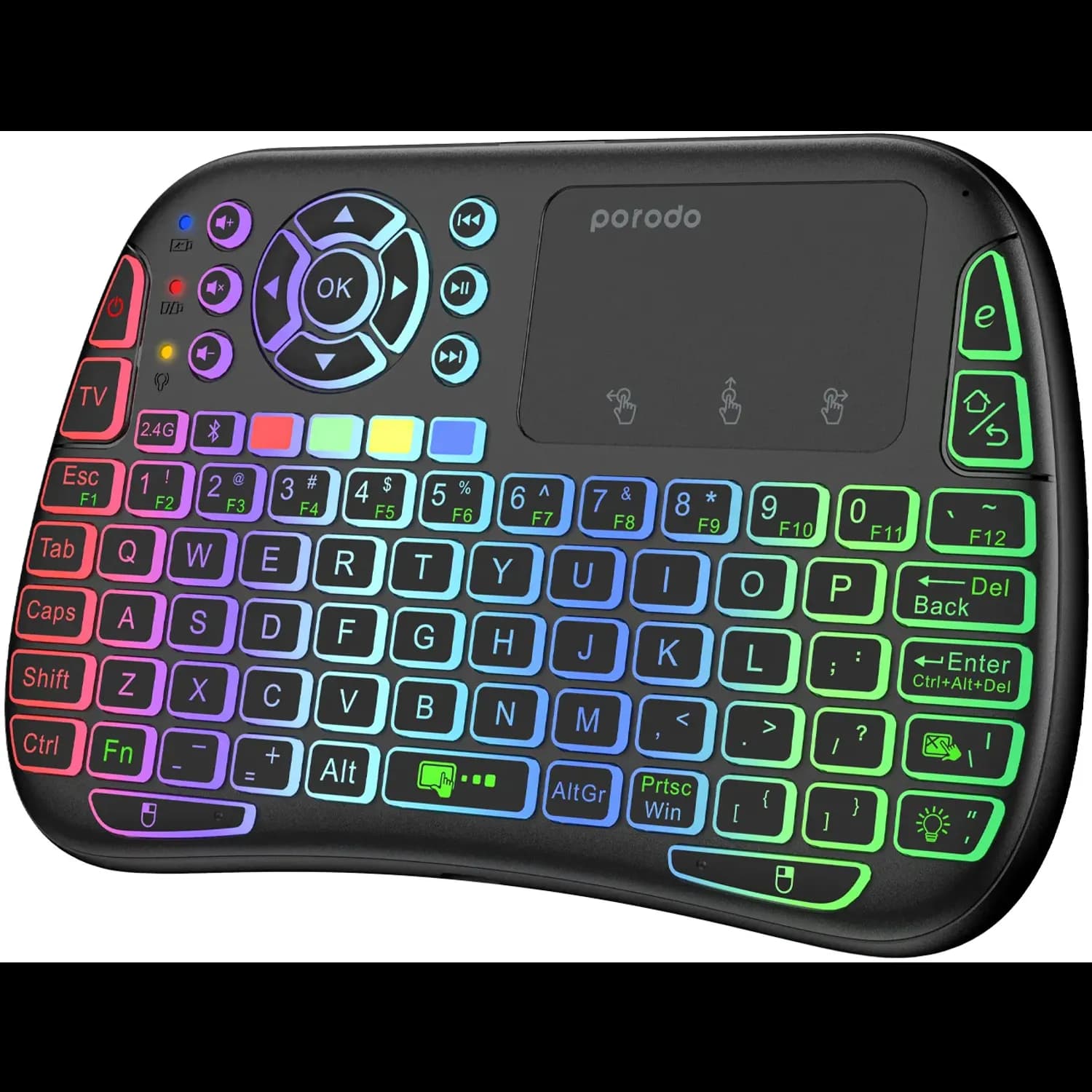 Porodo Keyboard Remote & Mouse - Wireless, Black 1 Porodo Keyboard Remote & Mouse - Wireless, Black 1