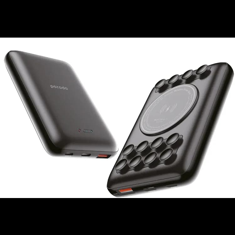 Porodo Power Bank 10000mAh - Suction, Black 1 Porodo Power Bank 10000mAh - Suction, Black 1