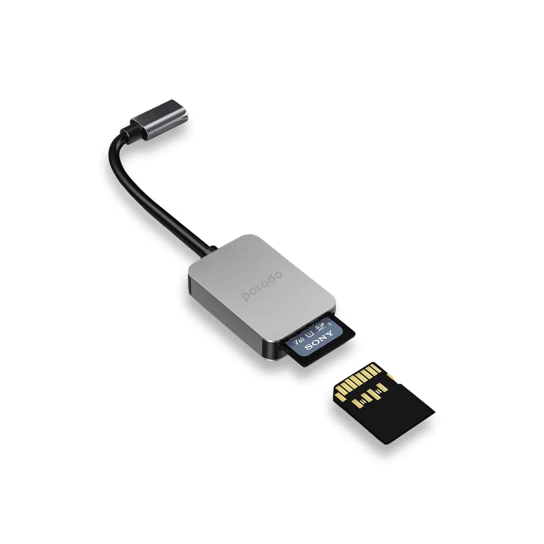 Porodo 2in1 USB-C Card Reader for SD & MicroSD - Grey 1 Porodo 2in1 USB-C Card Reader for SD & MicroSD - Grey 1