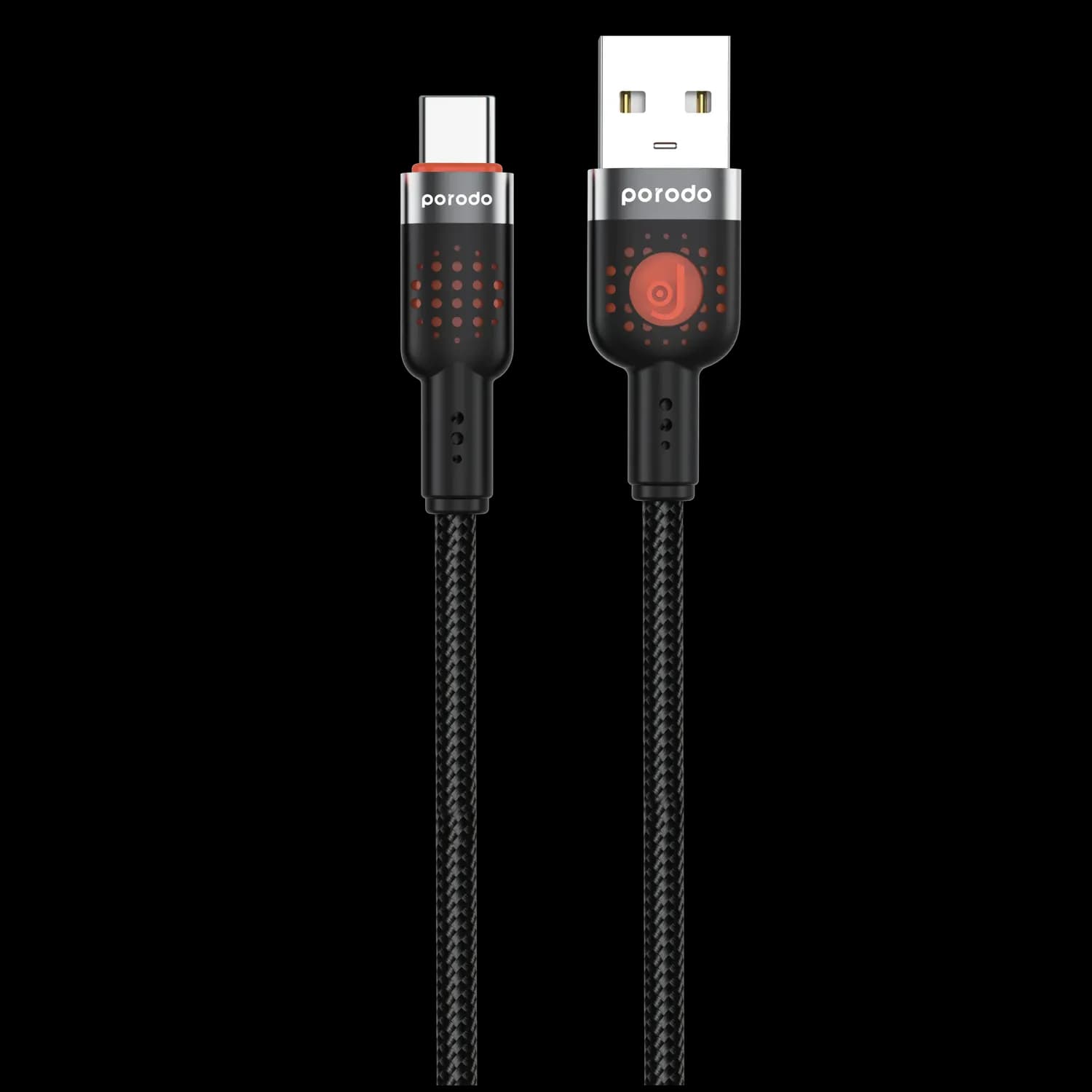Porodo Braided USB-A to Type-C Cable - 1.2M, Black 1 Porodo Braided USB-A to Type-C Cable - 1.2M, Black 1