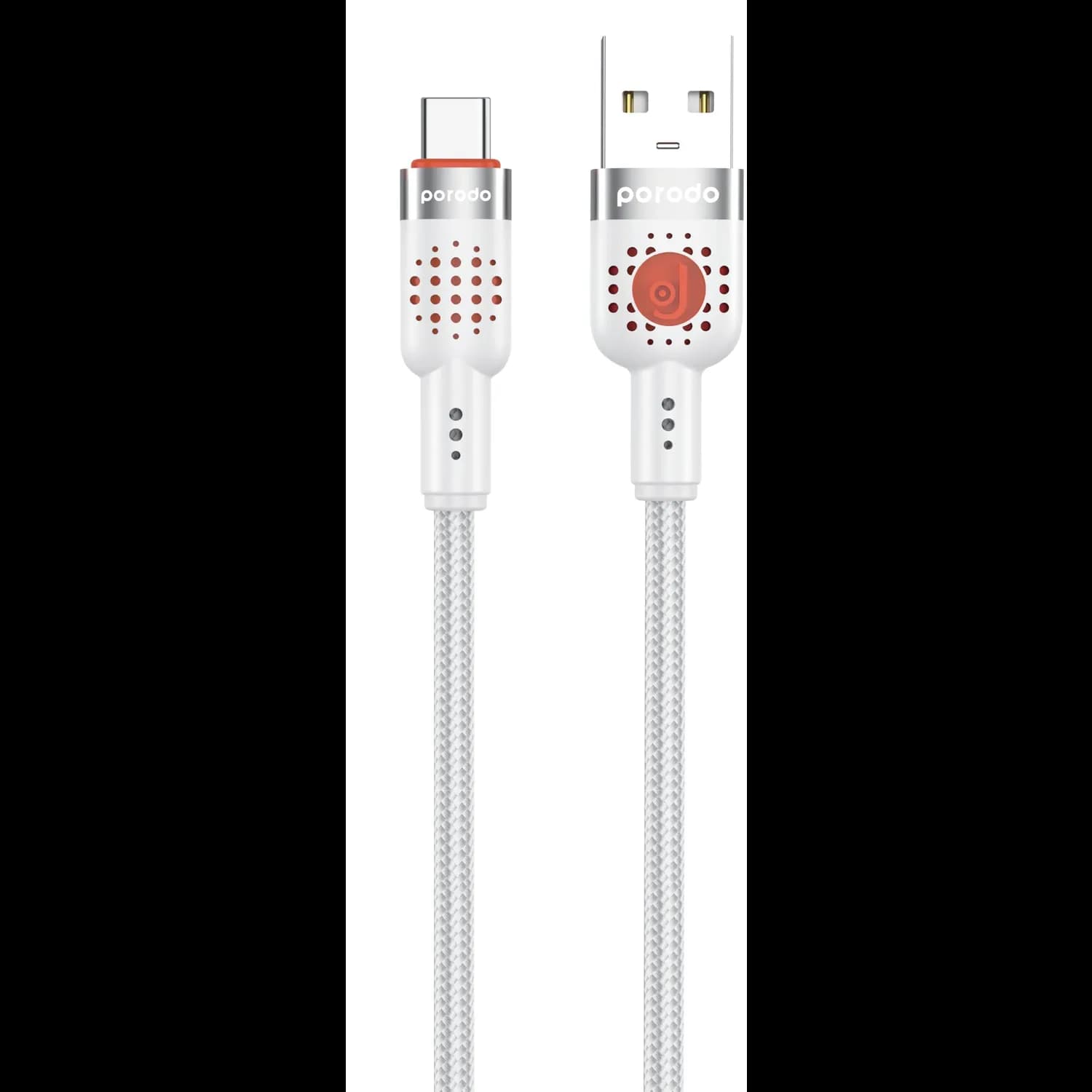 Porodo USB-A to USB-C Braided Cable - 1.2m, Fast Charging, White 1 Porodo USB-A to USB-C Braided Cable - 1.2m, Fast Charging, White 1