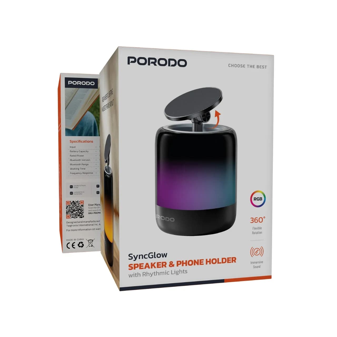 Porodo SyncGlow Speaker & Phone Holder with Rhythmic Lights 1 Porodo SyncGlow Speaker & Phone Holder with Rhythmic Lights 1