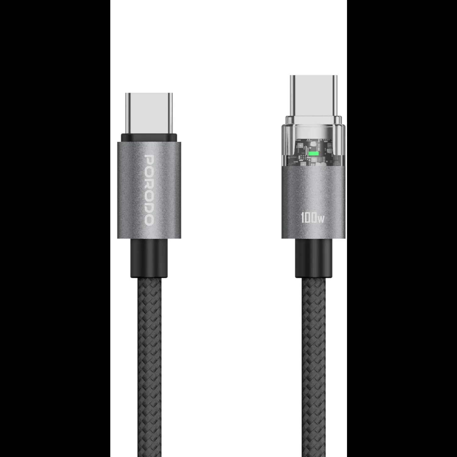 Porodo USB-C Cable - 100W PD, Braided Black 1 Porodo USB-C Cable - 100W PD, Braided Black 1