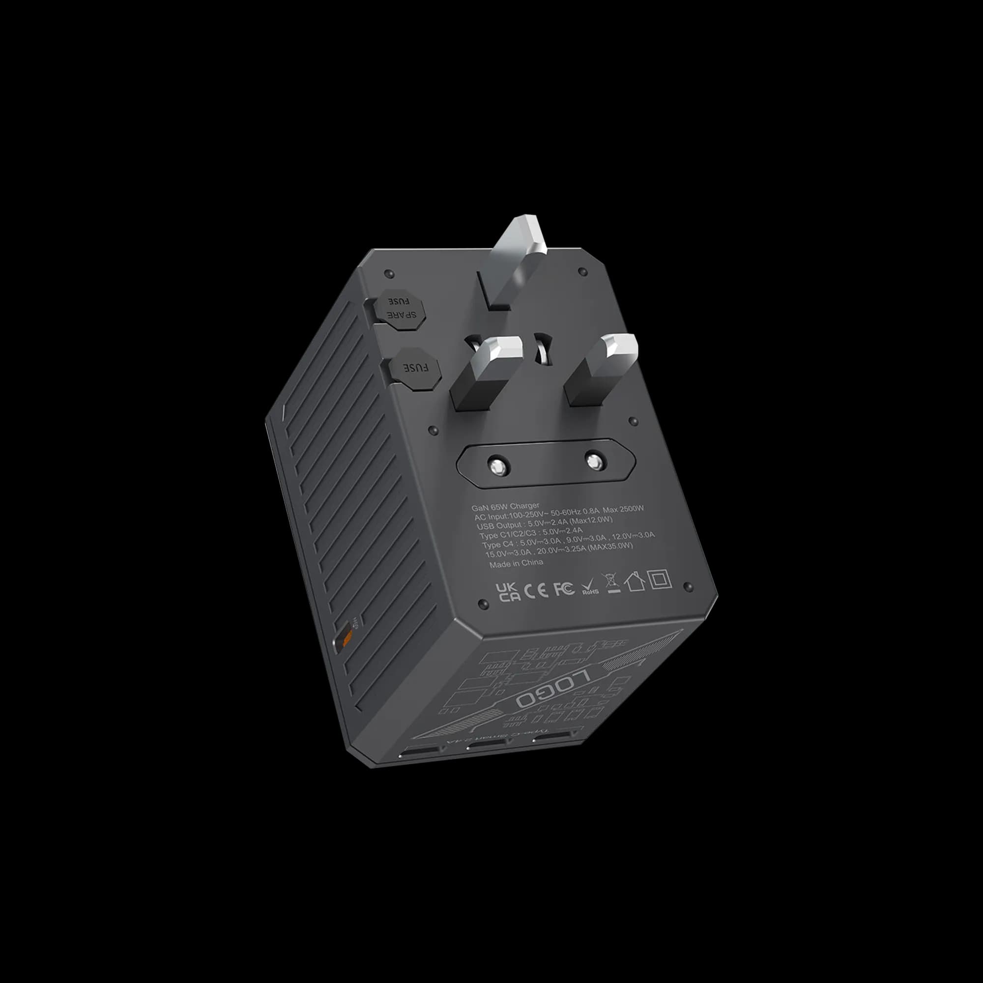 Porodo GaN 5-Port Travel Block Universal Charger - Grey 1 Porodo GaN 5-Port Travel Block Universal Charger - Grey 1
