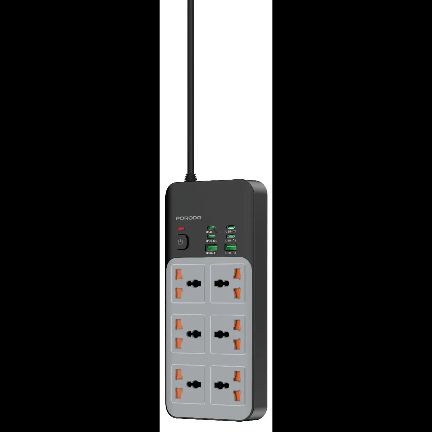 Porodo Power Strip - 6 AC Outlets, 6 USB Ports, Grey 1 Porodo Power Strip - 6 AC Outlets, 6 USB Ports, Grey 1