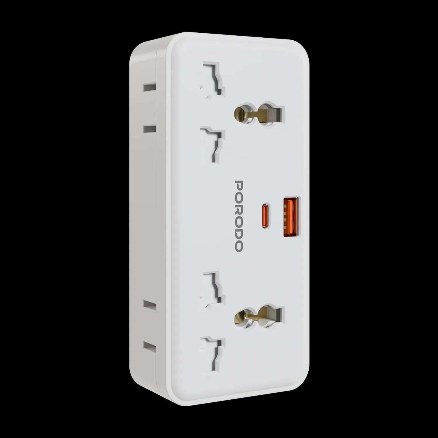 Porodo Universal Adapter Plex - 1500W, White 1 Porodo Universal Adapter Plex - 1500W, White 1