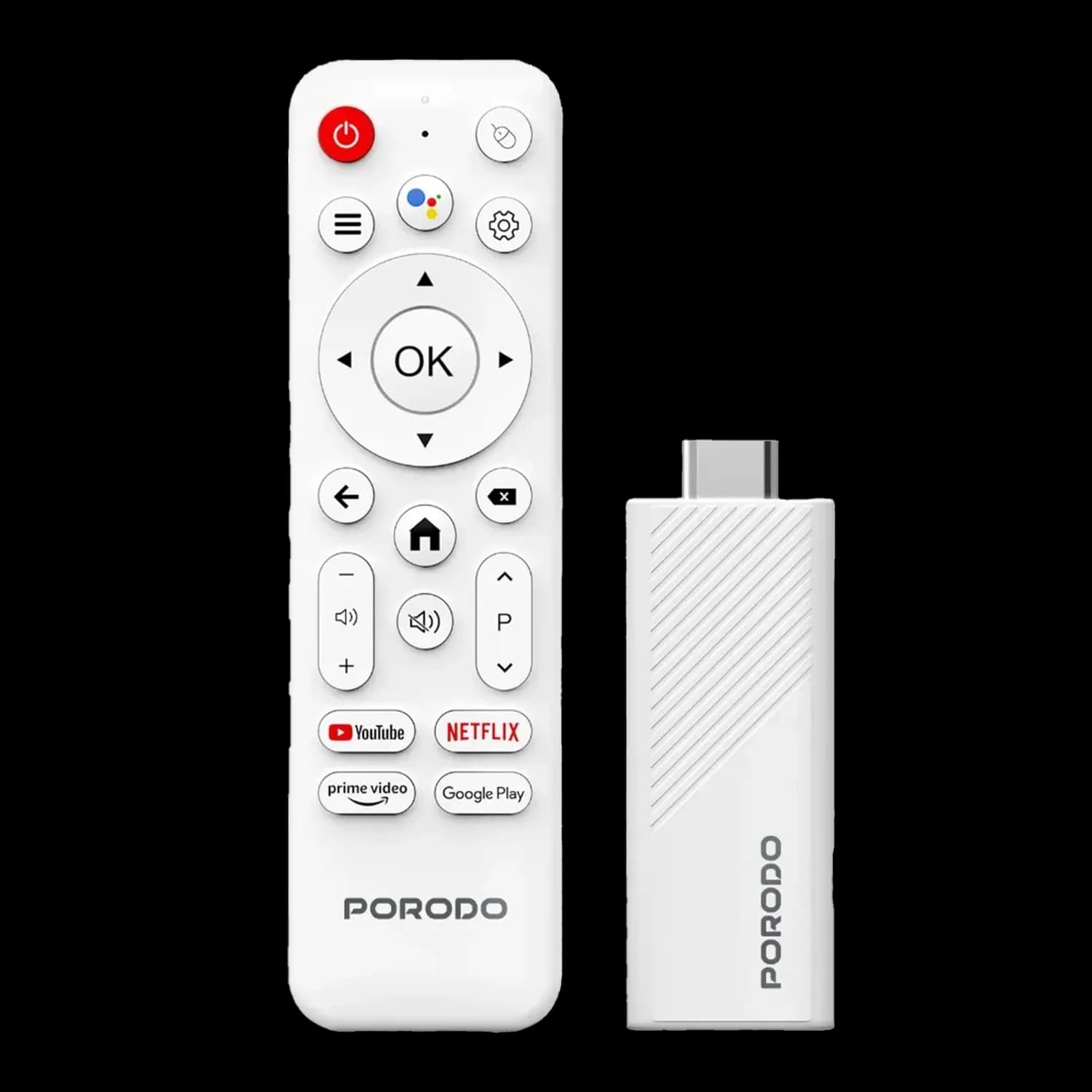 Porodo Streaming TV Stick - 4K Android 14, White 1 Porodo Streaming TV Stick - 4K Android 14, White 1