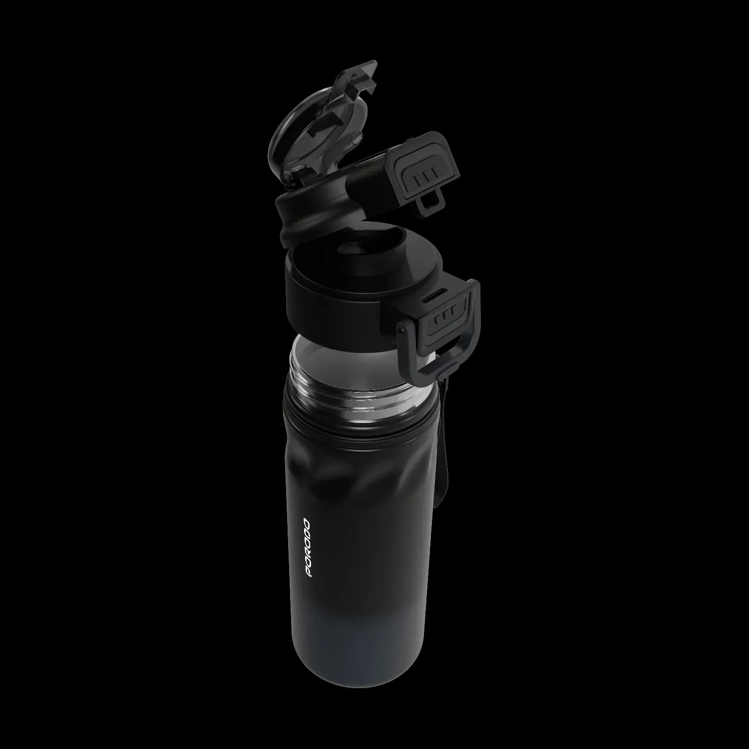 Porodo Sports Water Bottle - 670mL, Stainless Steel, Beige — Black 1 Porodo Sports Water Bottle - 670mL, Stainless Steel, Beige — Black 1