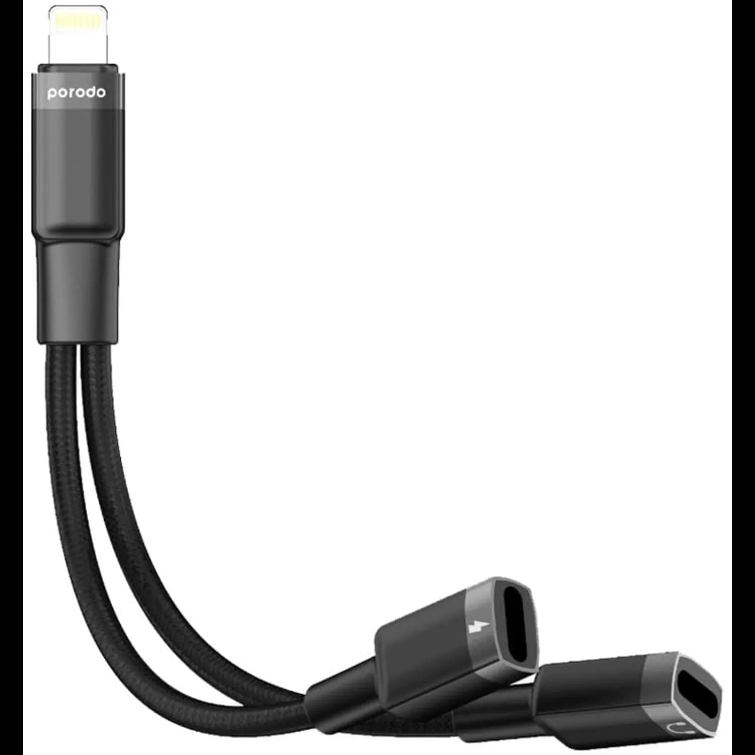 Porodo Lightning Adapter PD-C2CCJHC-BK - 2-in-1 Headphone & Charging, Black 1 Porodo Lightning Adapter PD-C2CCJHC-BK - 2-in-1 Headphone & Charging, Black 1