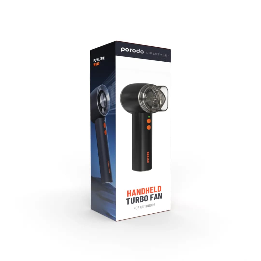 Porodo Lifestyle Handheld Turbo Fan For Outdoors - Black 1 Porodo Lifestyle Handheld Turbo Fan For Outdoors - Black 1